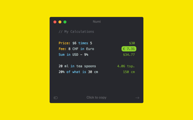 Perform calculations with a sign and word operators.