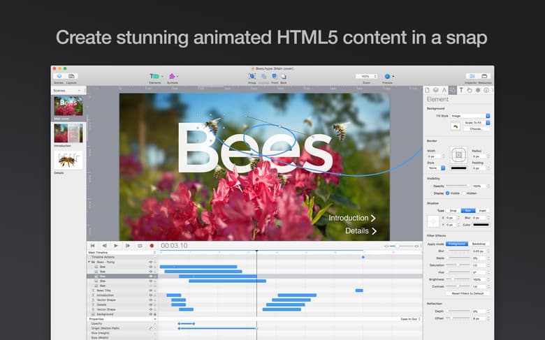 Create stunning animated HTML5 content in a snap