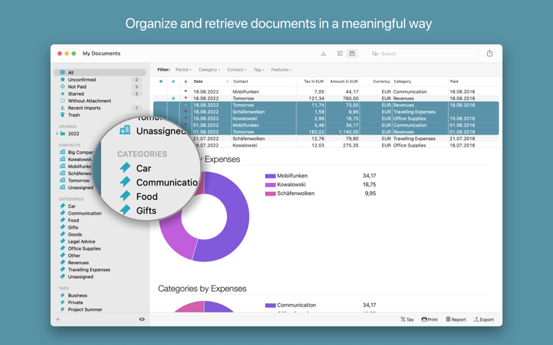 Organize and retrieve documents in a meaningful way