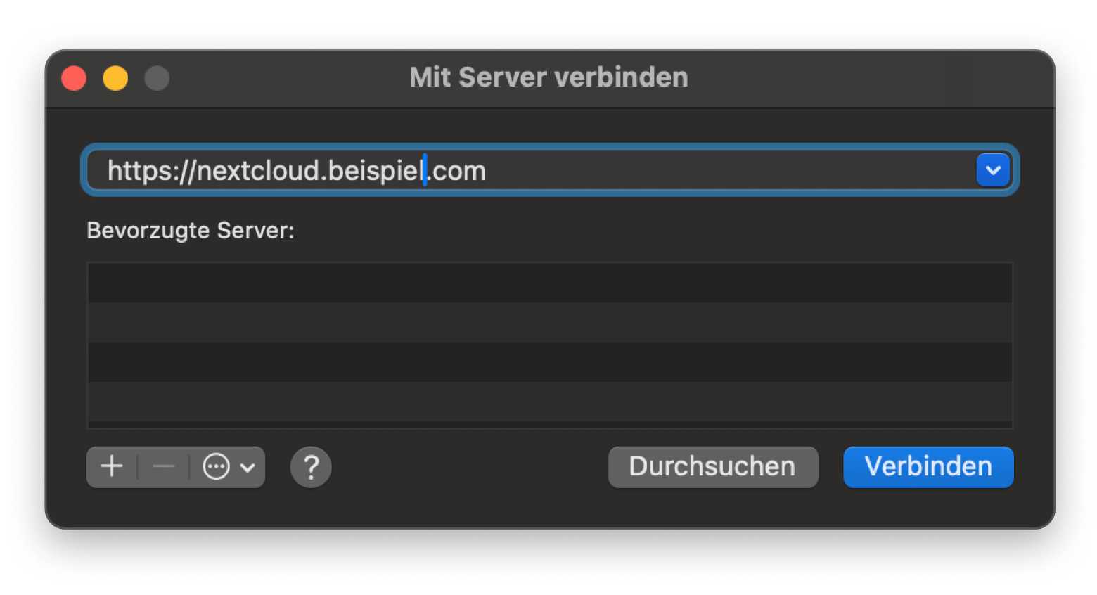 mit server verbinden adresse eingeben