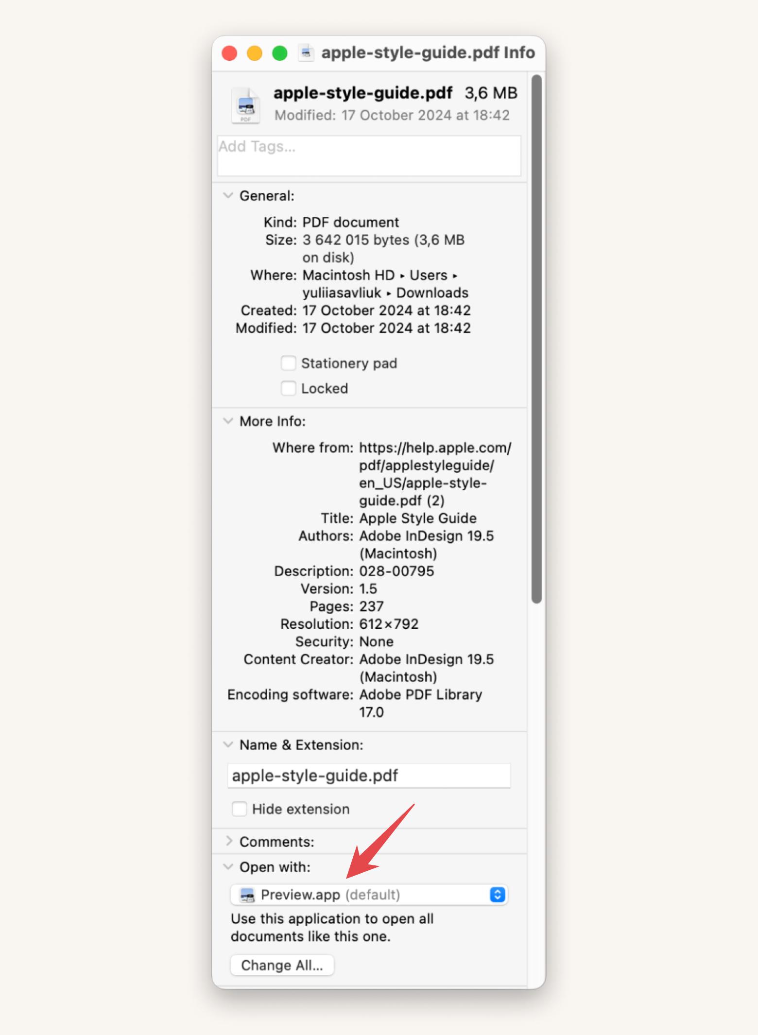 pdf preview default settings on mac