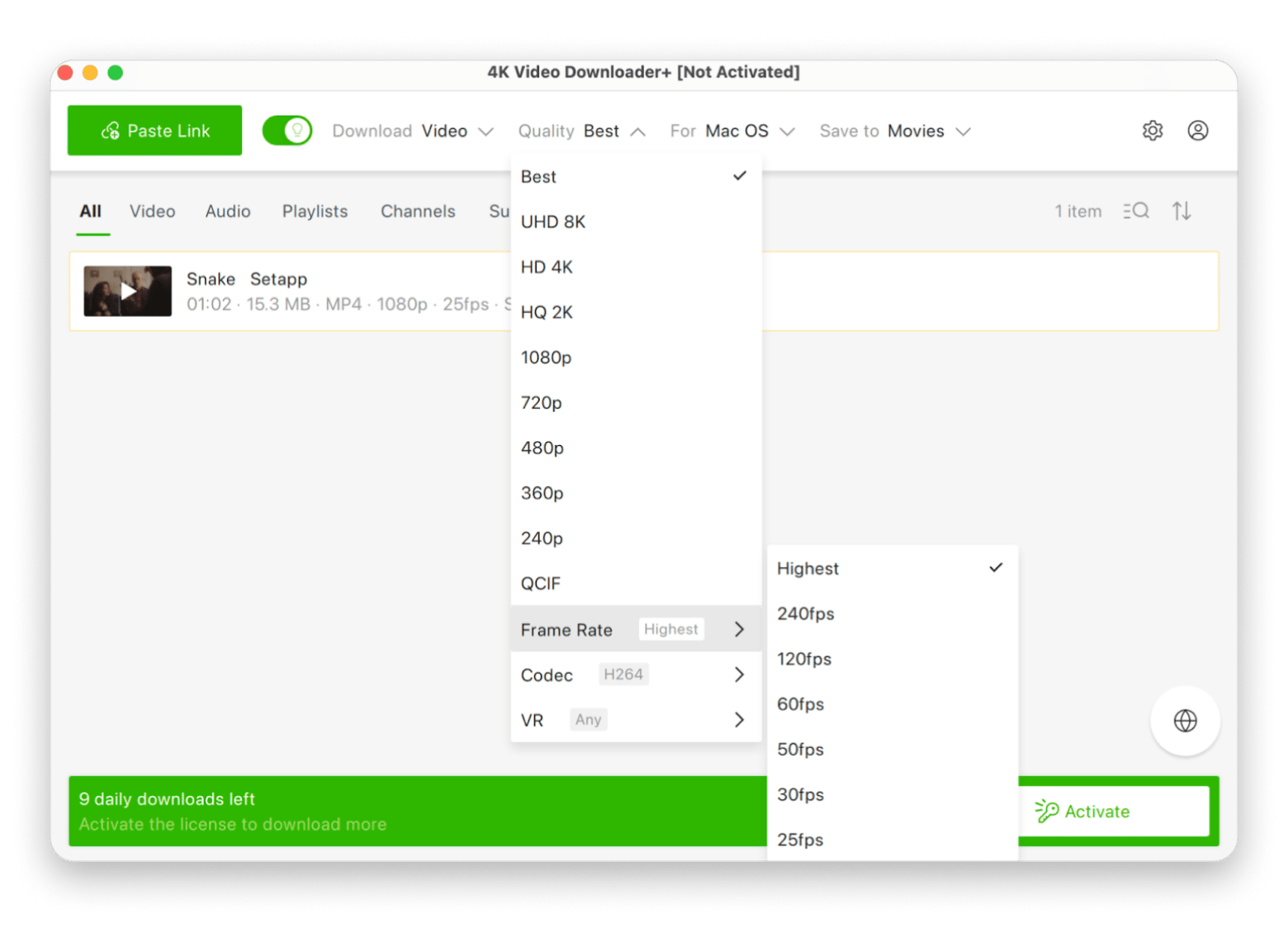 Interfaz de 4K Video Downloader Plus mostrando suscripción automática a canal de YouTube