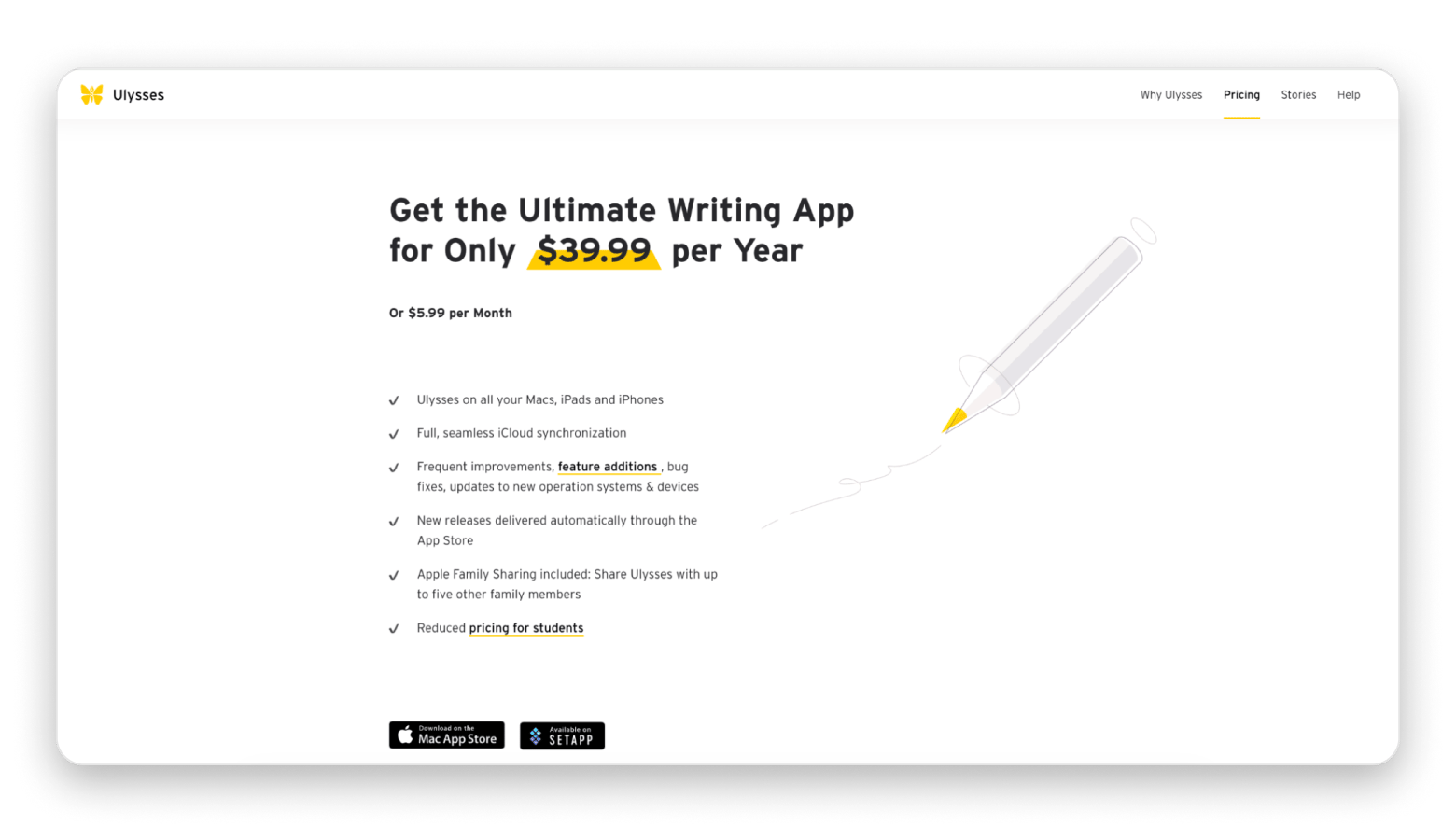 Subscription model app Ulysses