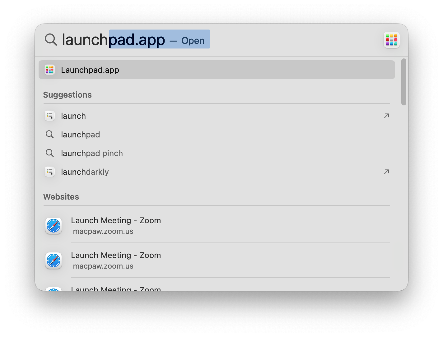 access apps via launchpad