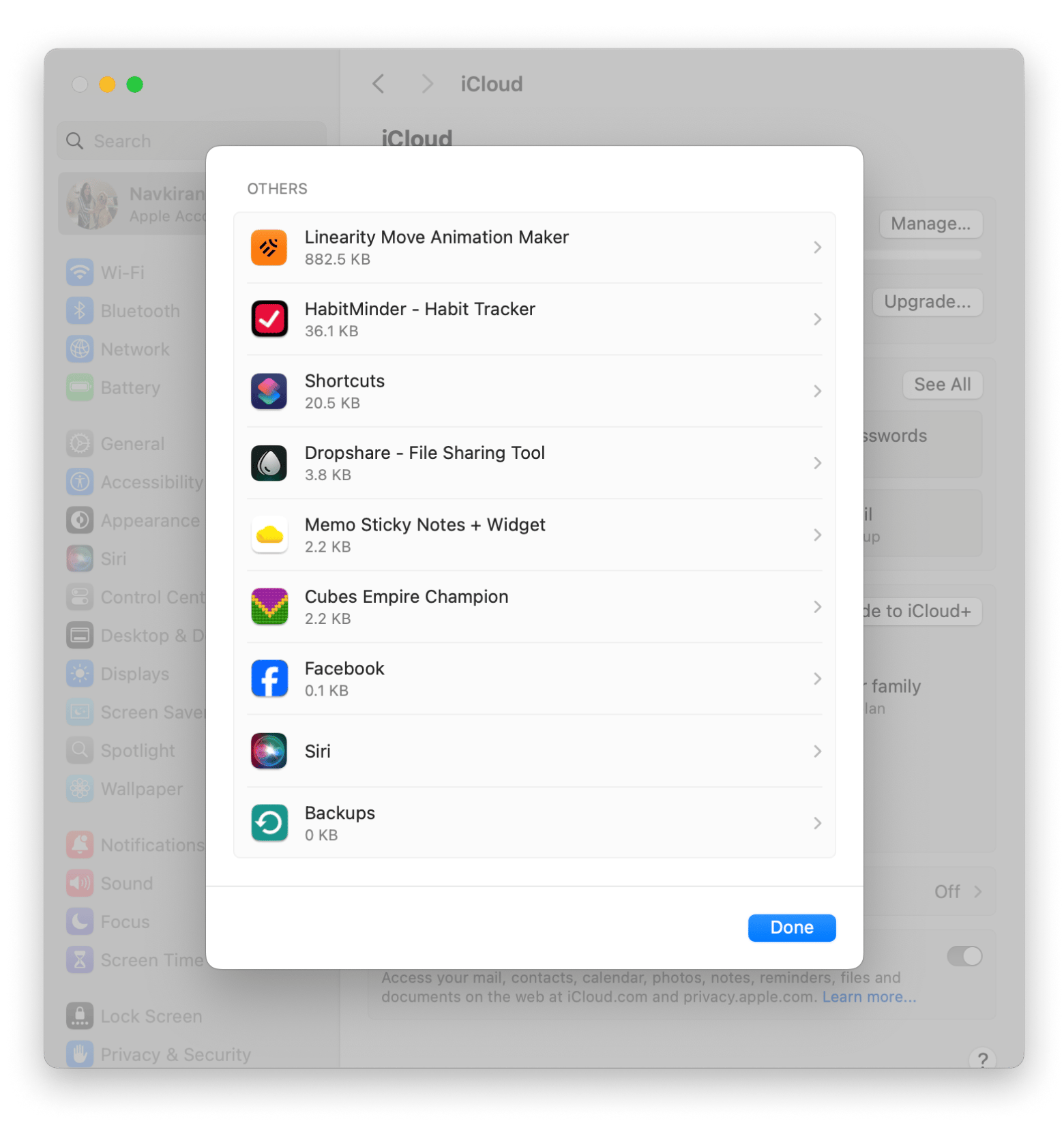 manage your cloud backups via System Settings