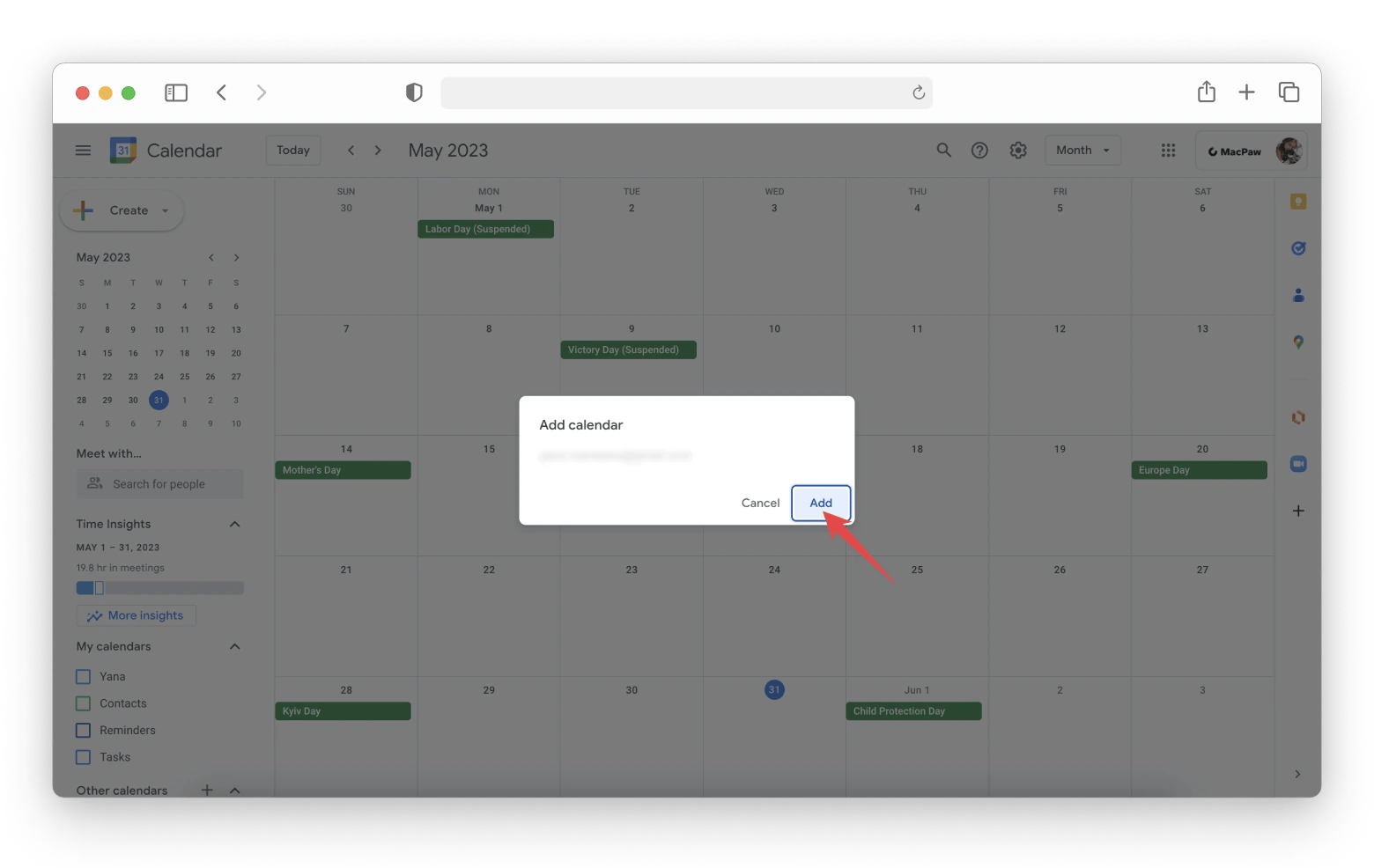 add google calendar