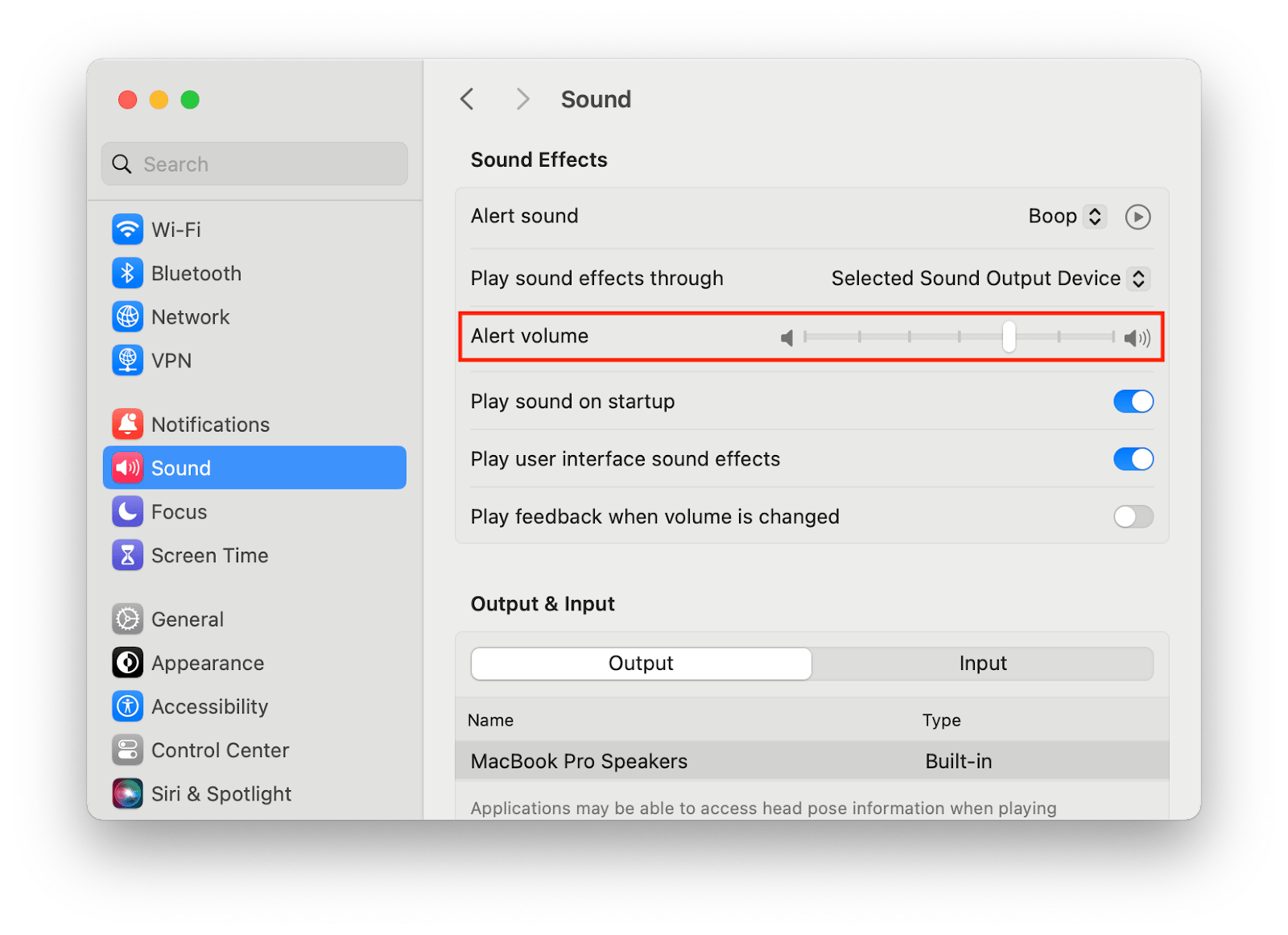 adjust alert volume mac