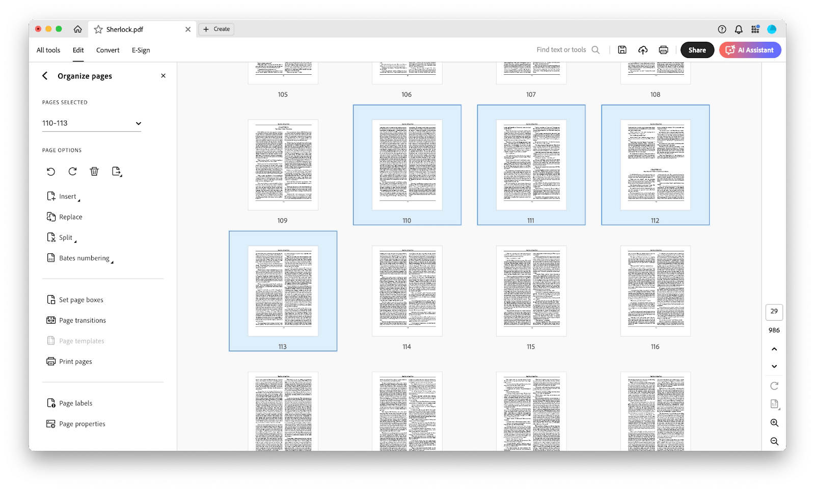 reorder pages in Adobe Acrobat