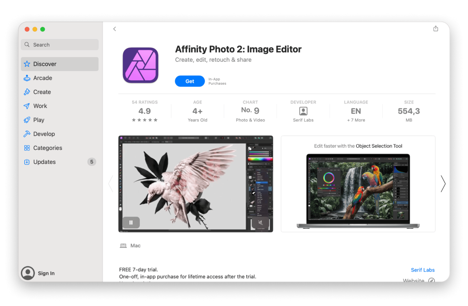 Affinity Photo 2: app store overview