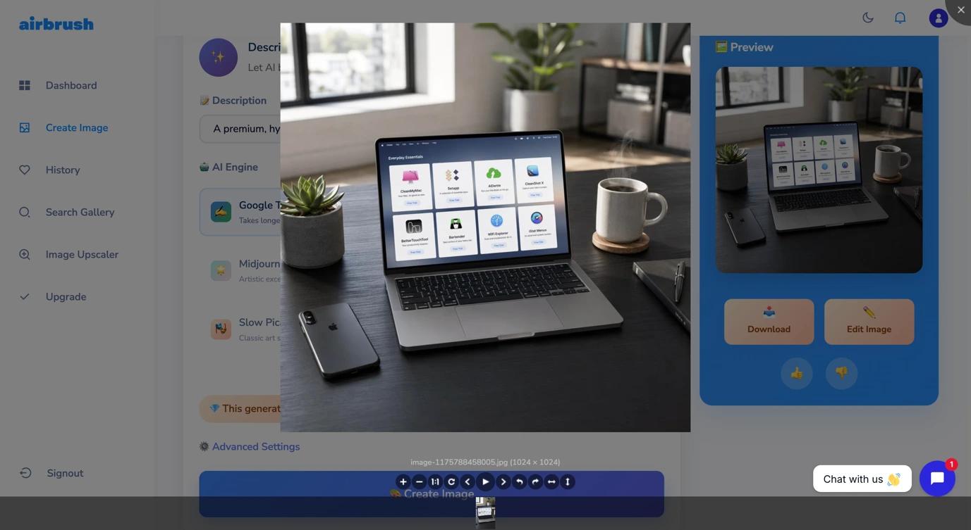 Creating graphics with AirBrush, an image and video generation tool available on Setapp