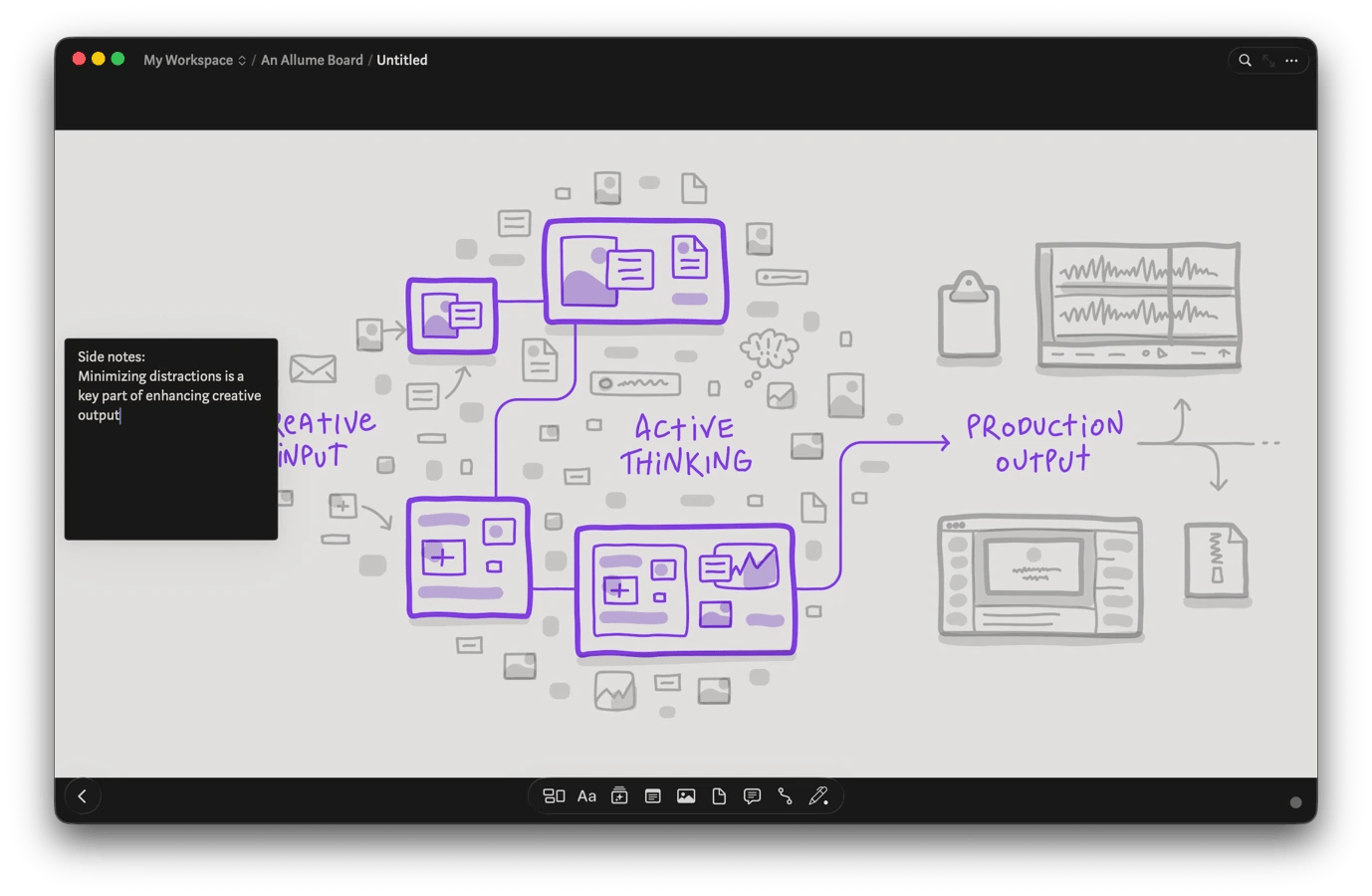 Mapping ideas on Allume, a mind map tool available on Setapp