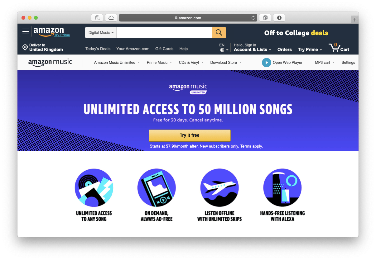 Amazon Music unlimited service