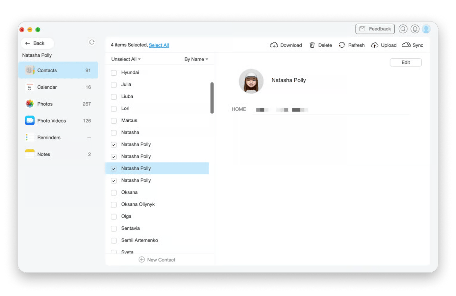 The Contacts management screen in AnyTrans for iOS, an iPhone management app available on Setapp
