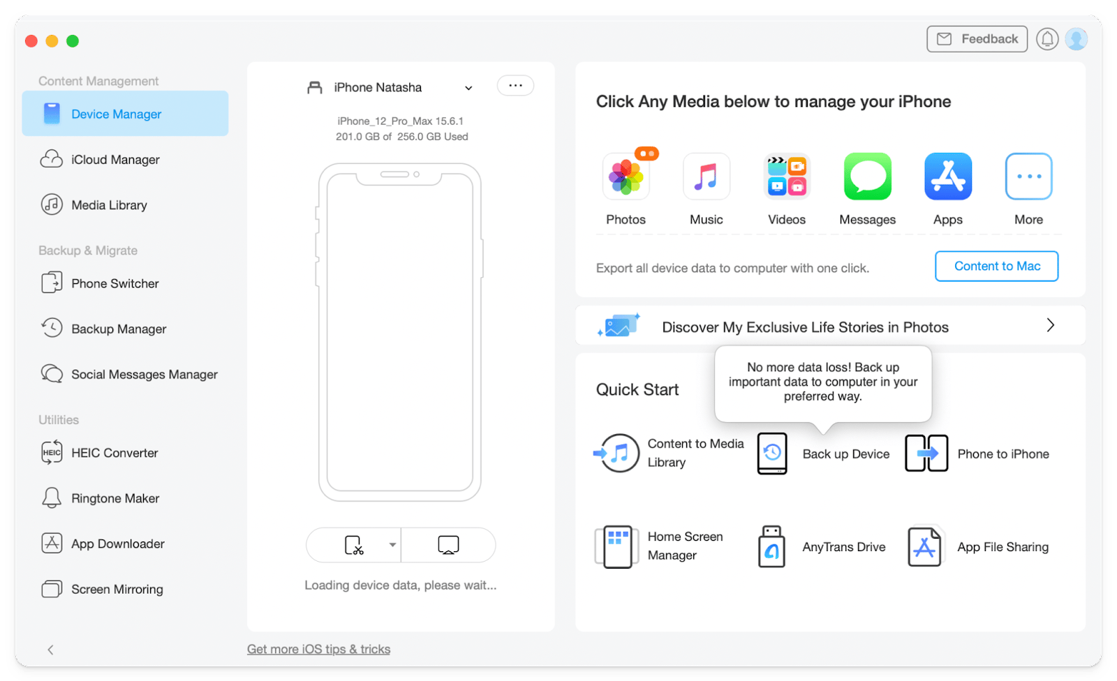 AnyTrans backup for iOS