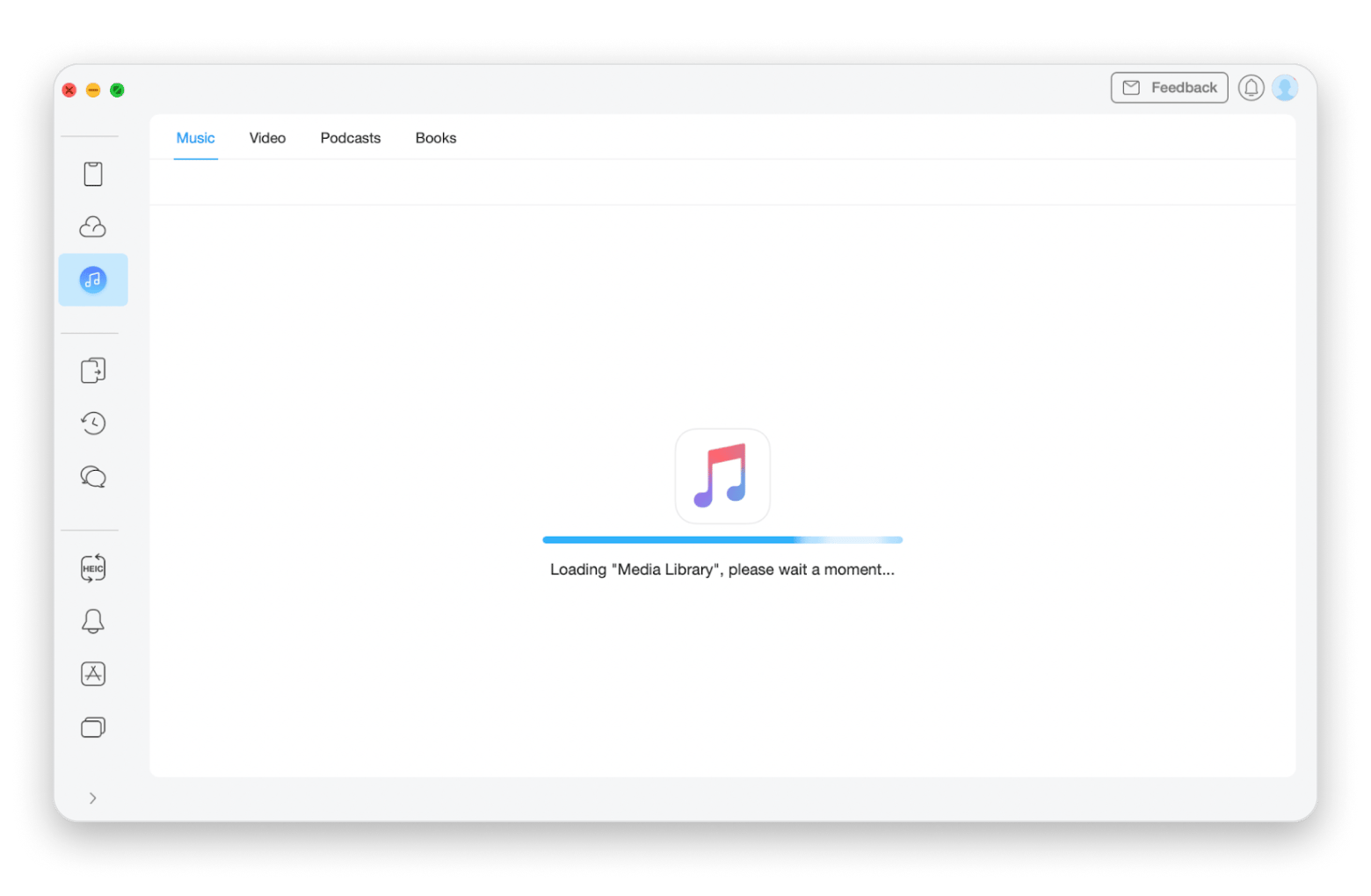 Oberfläche von AnyTrans for iOS beim Übertragen von Musikdateien zwischen Mac und iPhone, verfügbar in Setapp