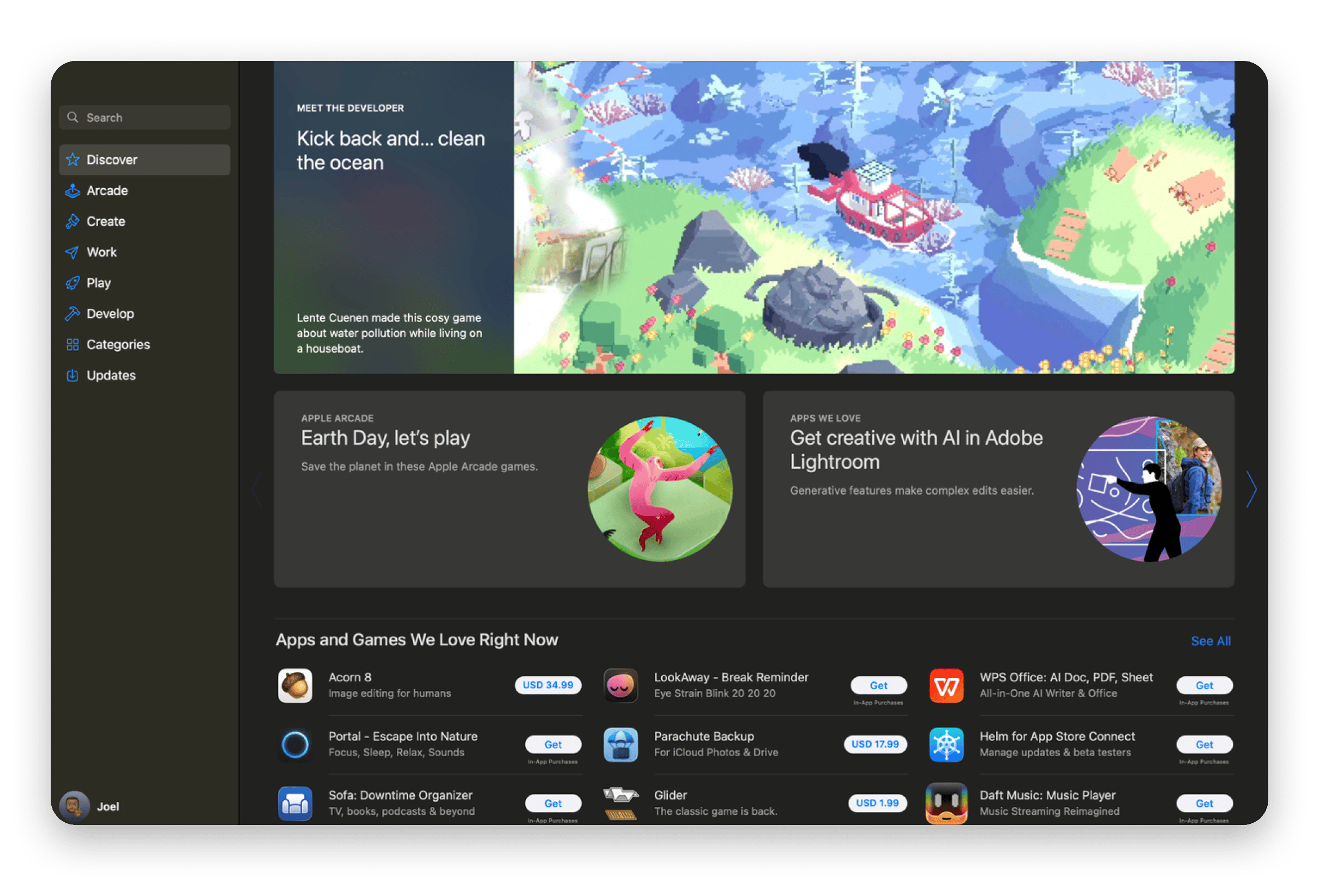 The main interface of the Apple App Store