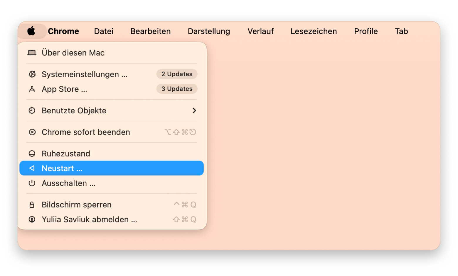 Apple menu restart mac