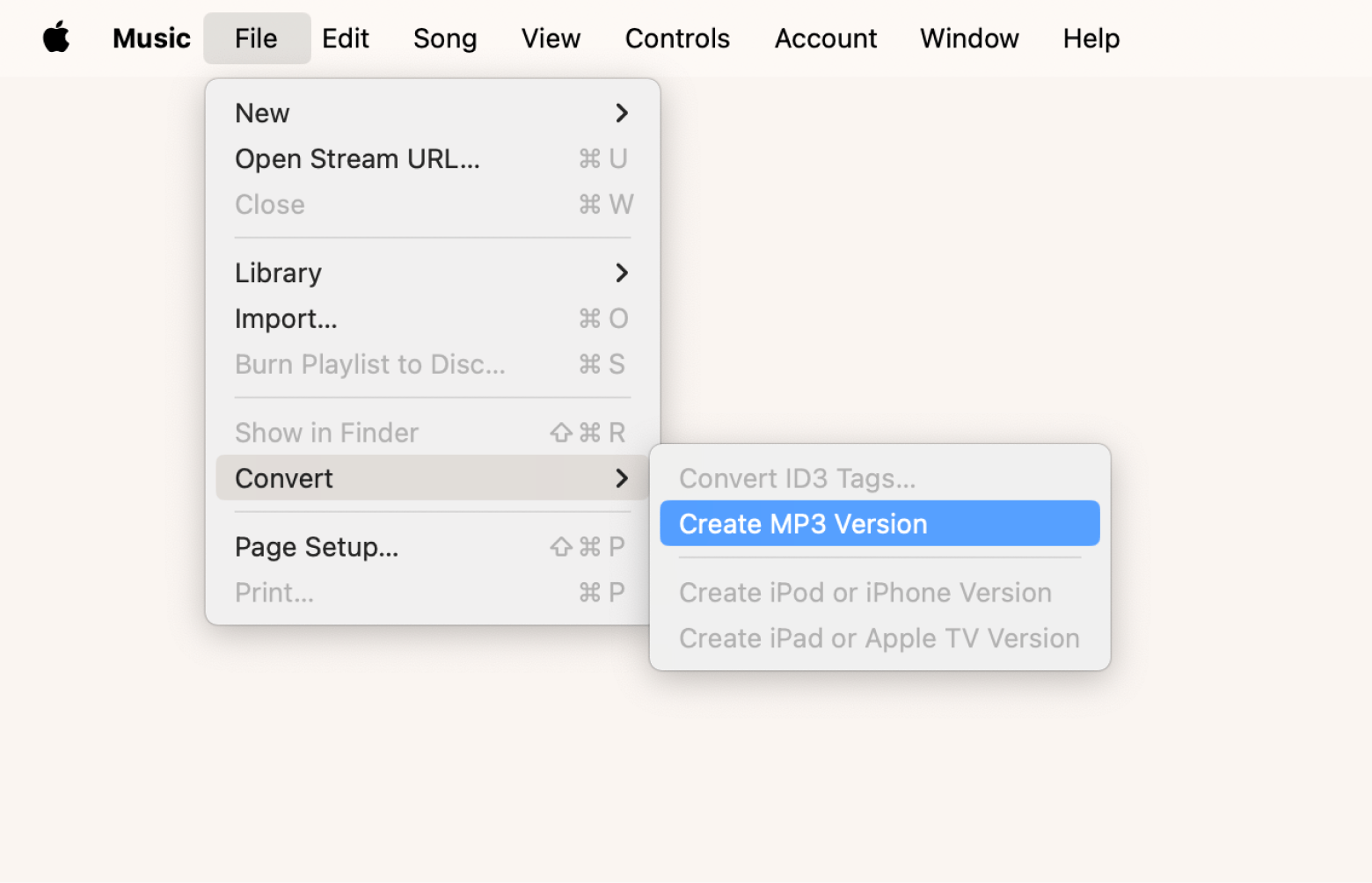 convert to mp3 in Apple Music