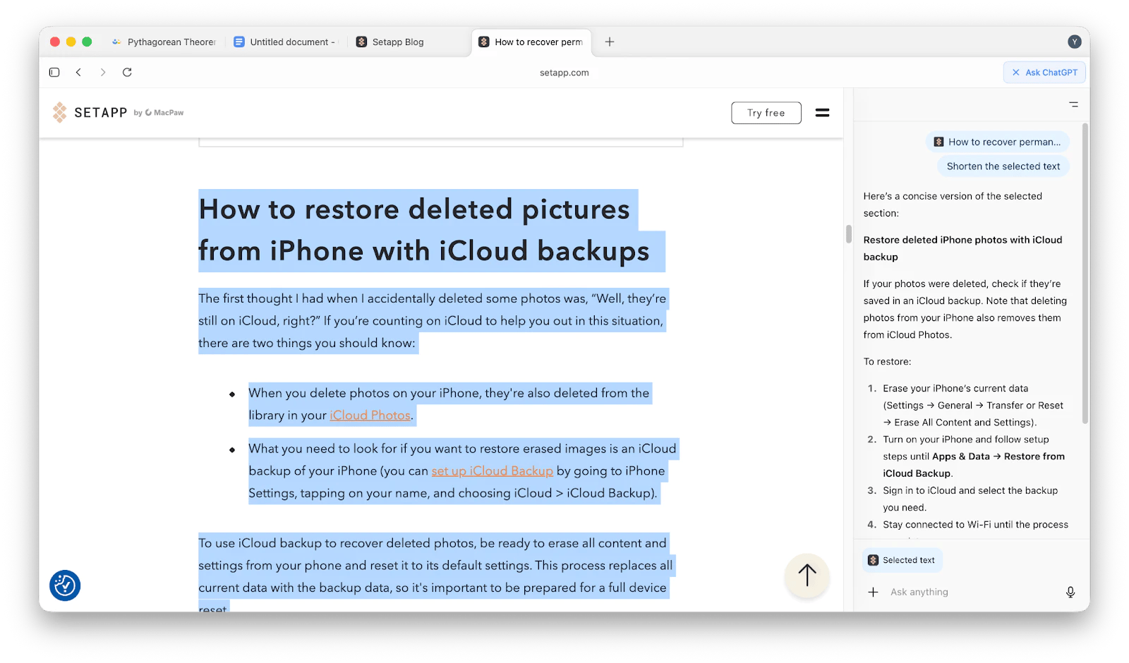 Atlas editing feature with highlighted text