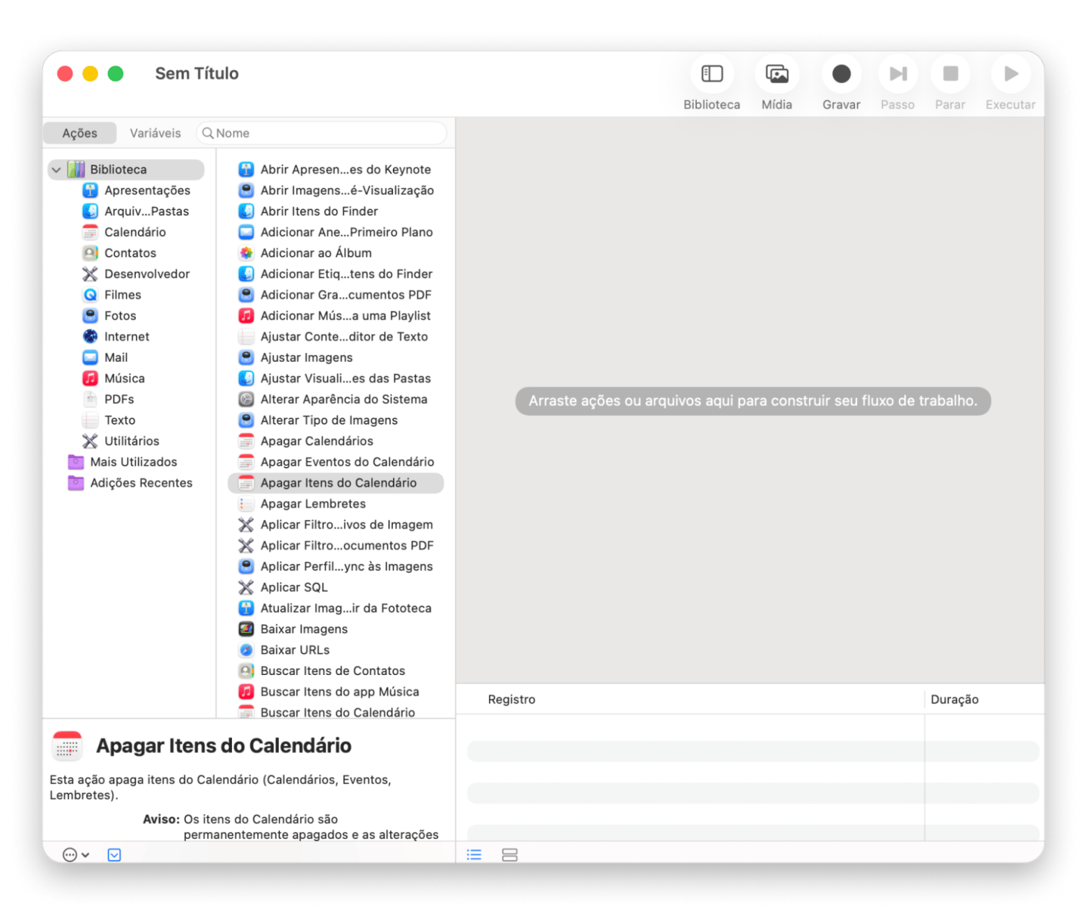 automator fluxo arrastar soltar macos