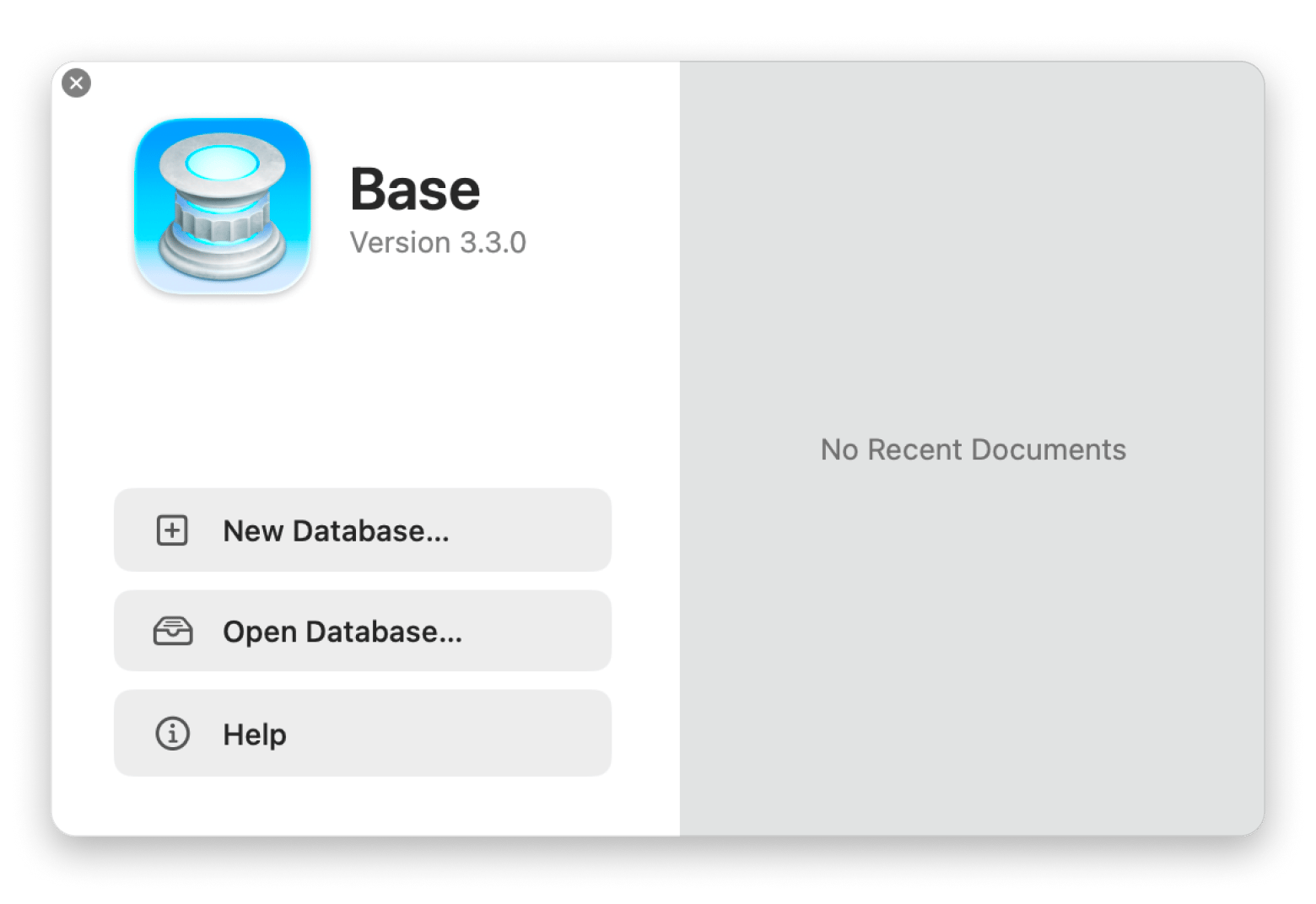 The interface of Base, a database management app available on Setapp