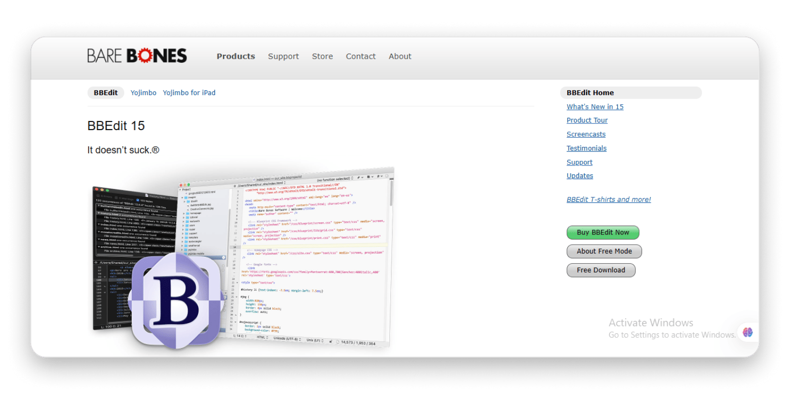 BBEdit web screenshot