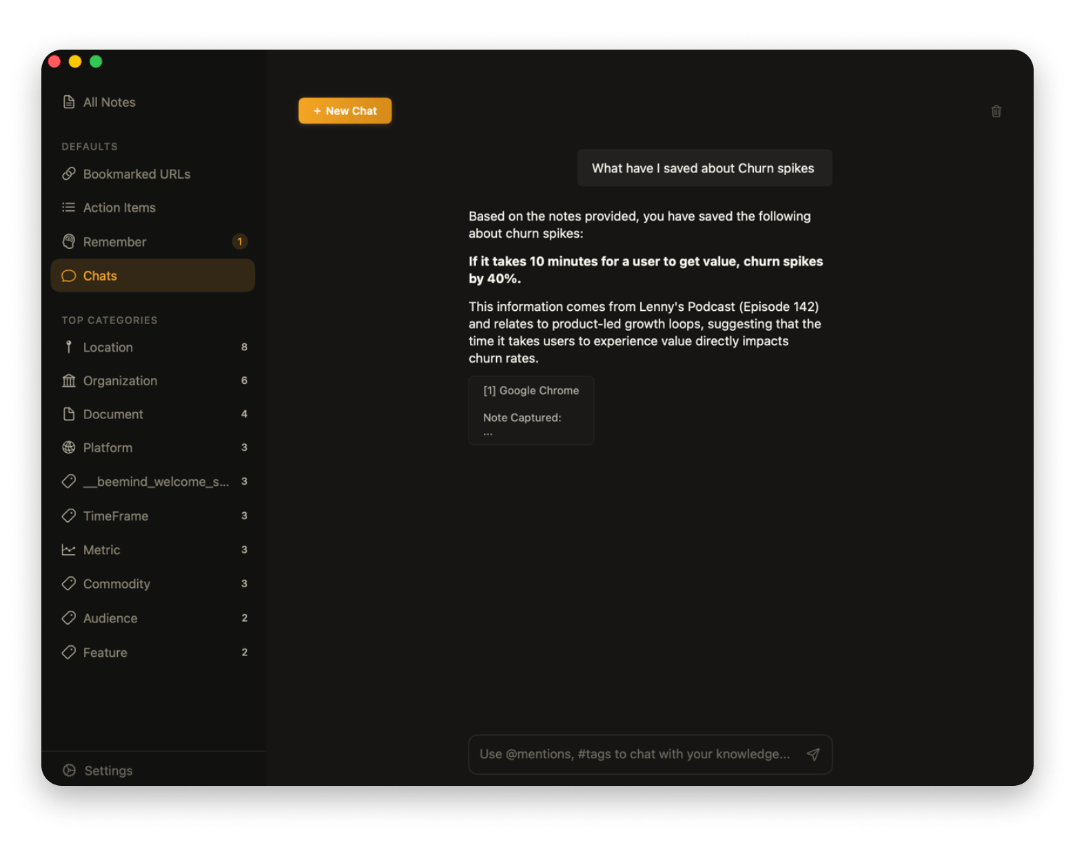 Querying the AI assistant on BeeMind, a smart notes tool available on Setapp. Querying the AI assistant on BeeMind, a smart notes tool available on Setapp.