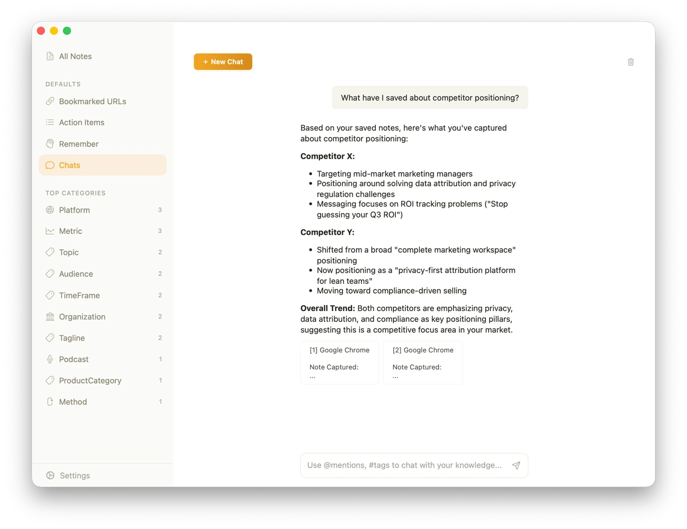 Smart chat interface on BeeMind, a smart swap file tool available on Setapp