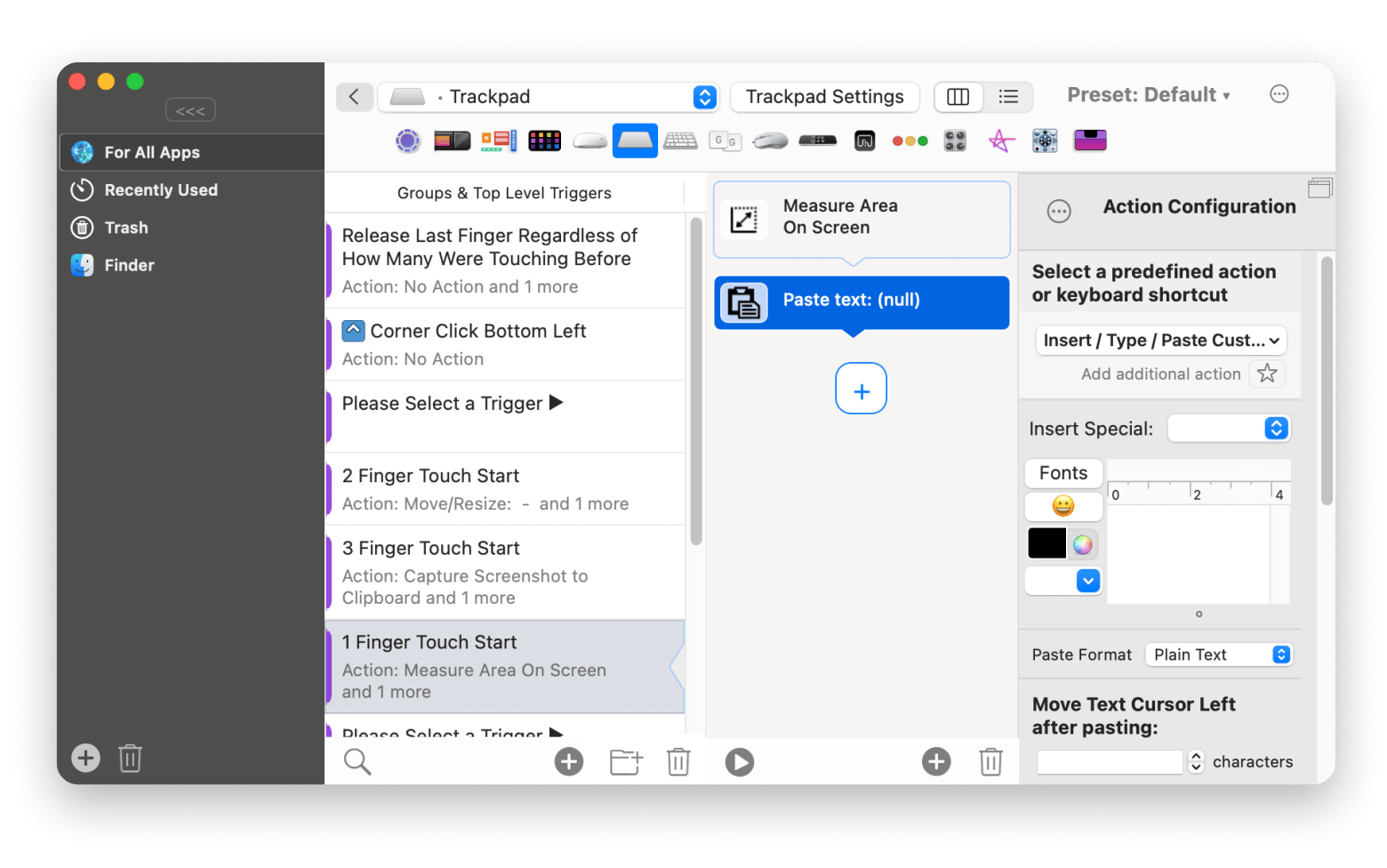 BetterTouchTool assigning multiple actions