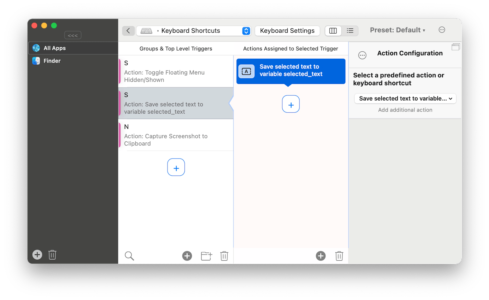 customize actions with BetterTouchTool