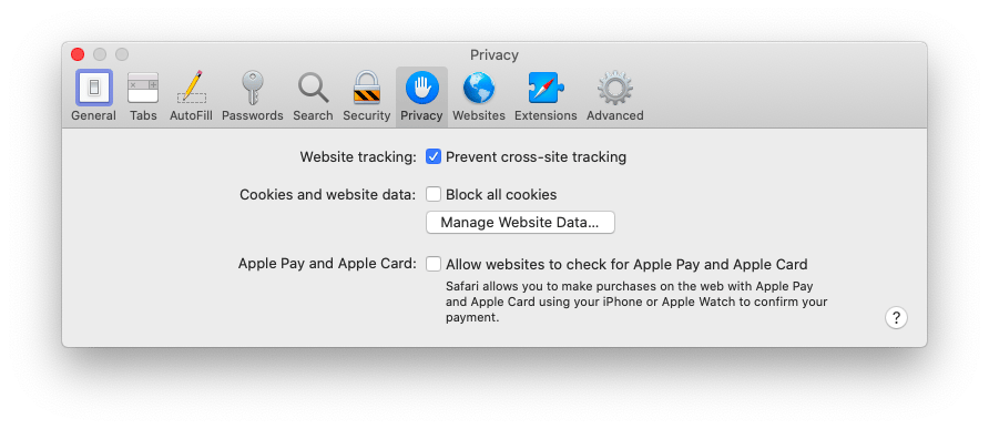 Prevent cross-site tracking in Safari