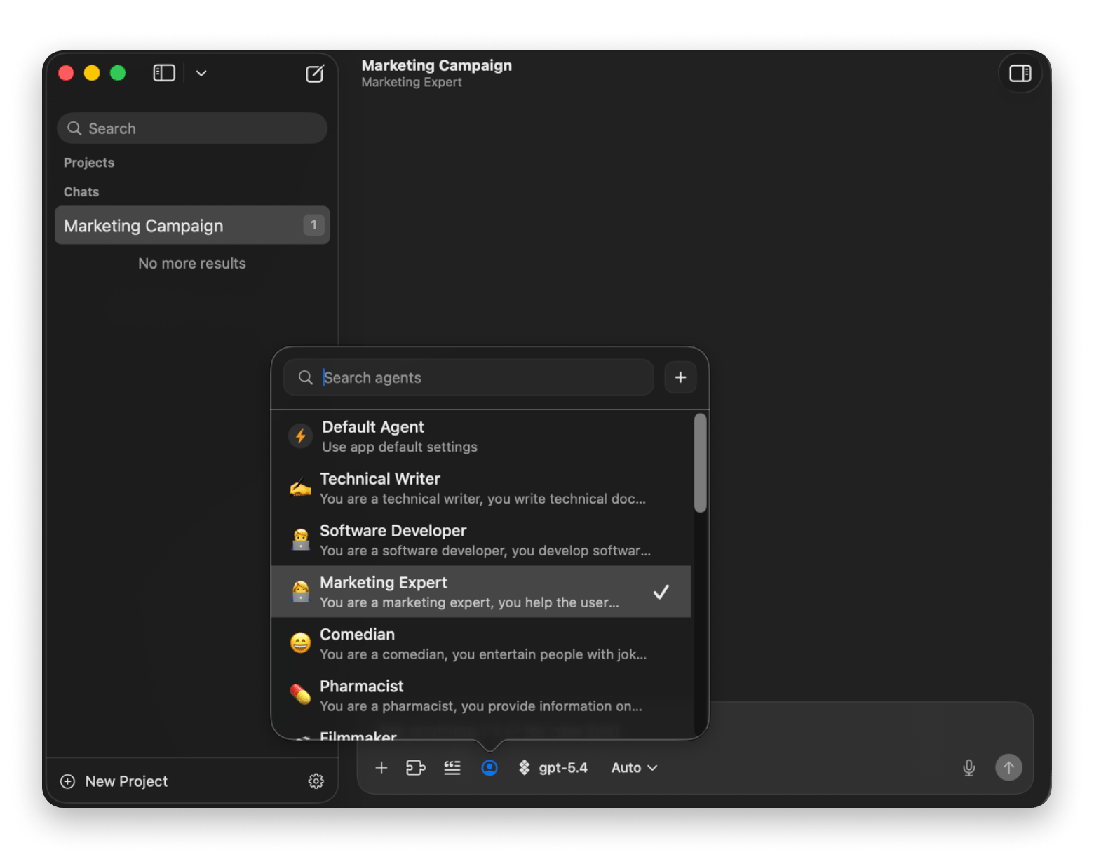 The chat agent interface on BoltAI, a Mac AI tool available on Setapp. The chat agent interface on BoltAI, a Mac AI tool available on Setapp.