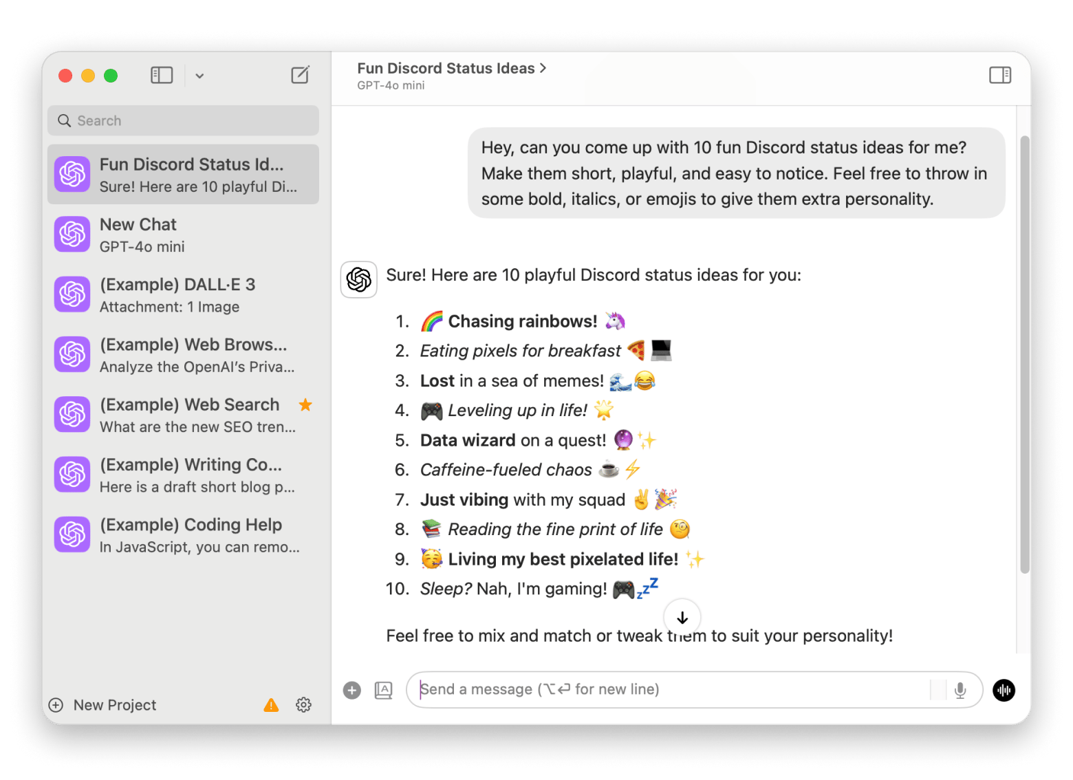 The interface of BoltAI, a chat app that's available on Setapp
