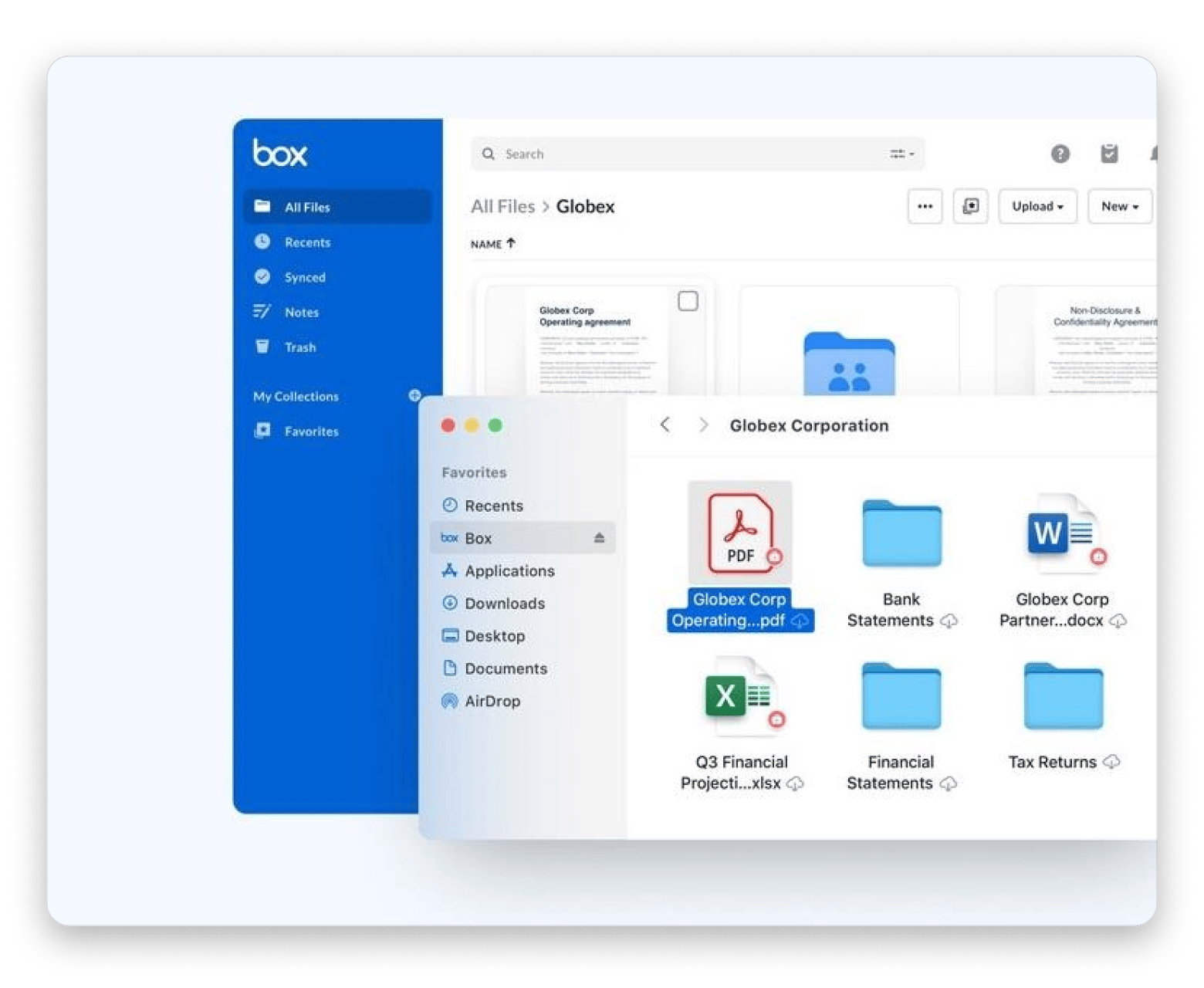 Box Drive interface on Mac