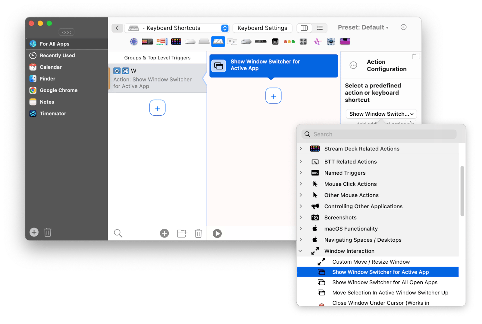 setting up Keyboard Settings