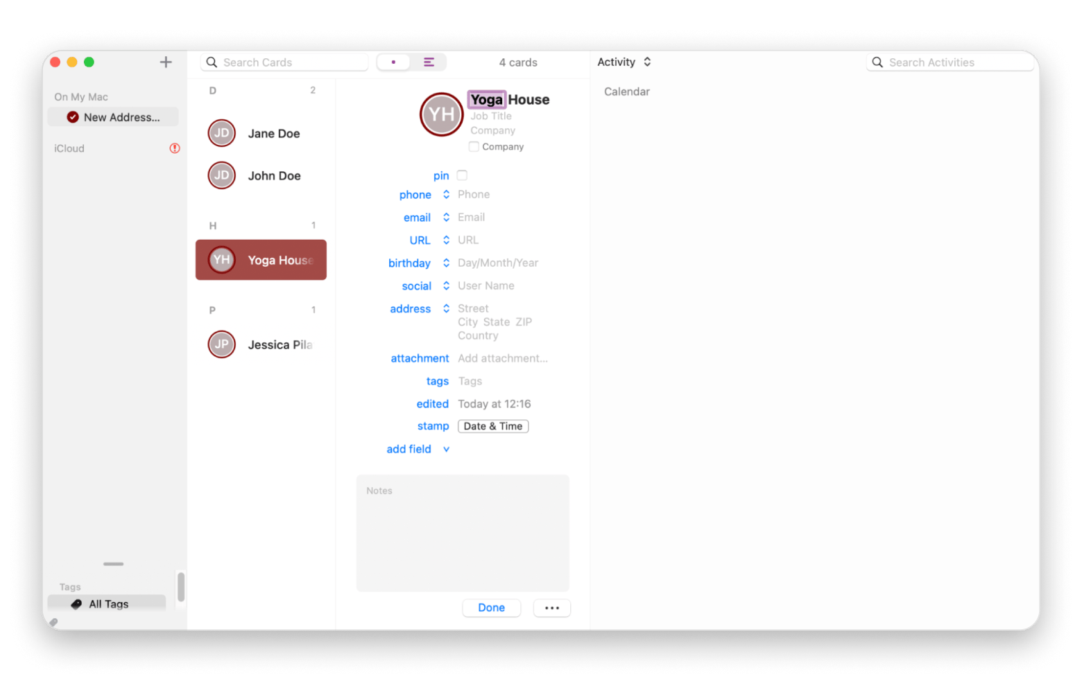 The contact overview on BusyContact, a contact management app that is available on Setapp The contact overview on BusyContact, a contact management app that is available on Setapp