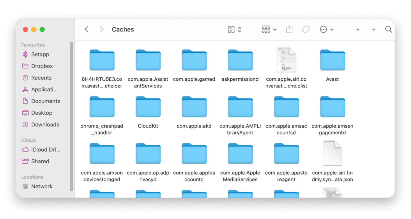 Caches window Mac