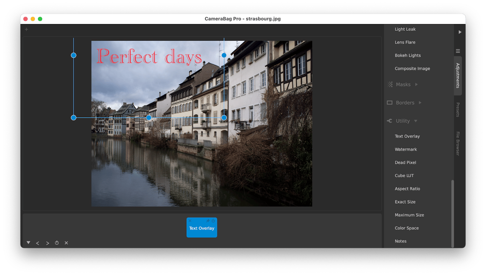 add text overlay in Camerabag Pro