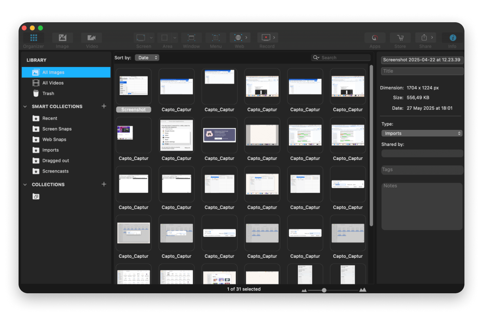 The image library in Capto, a screen recorder and capturer from Setapp