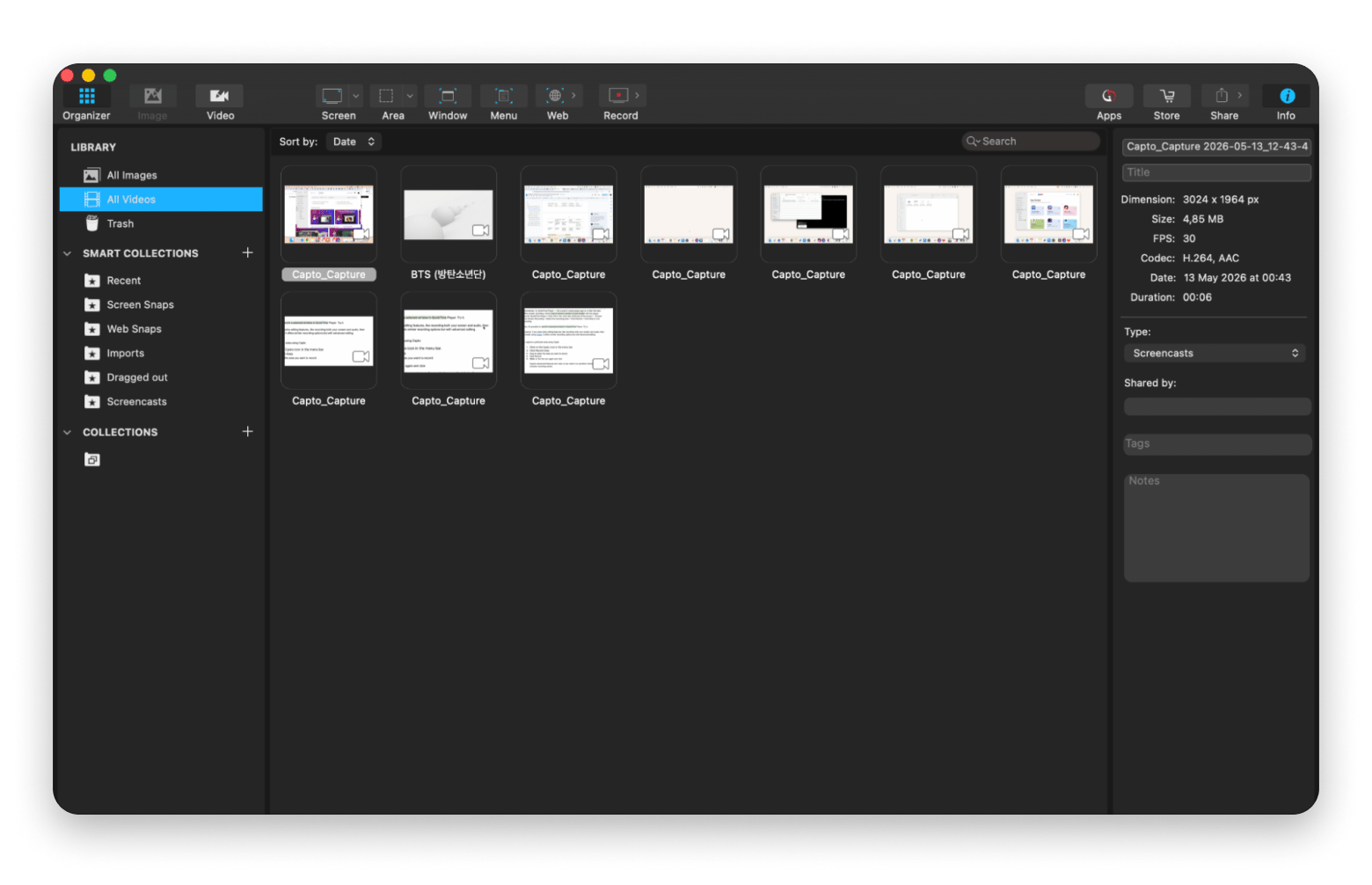 The video editor with a timeline in Capto, a screen recording app available on Setapp