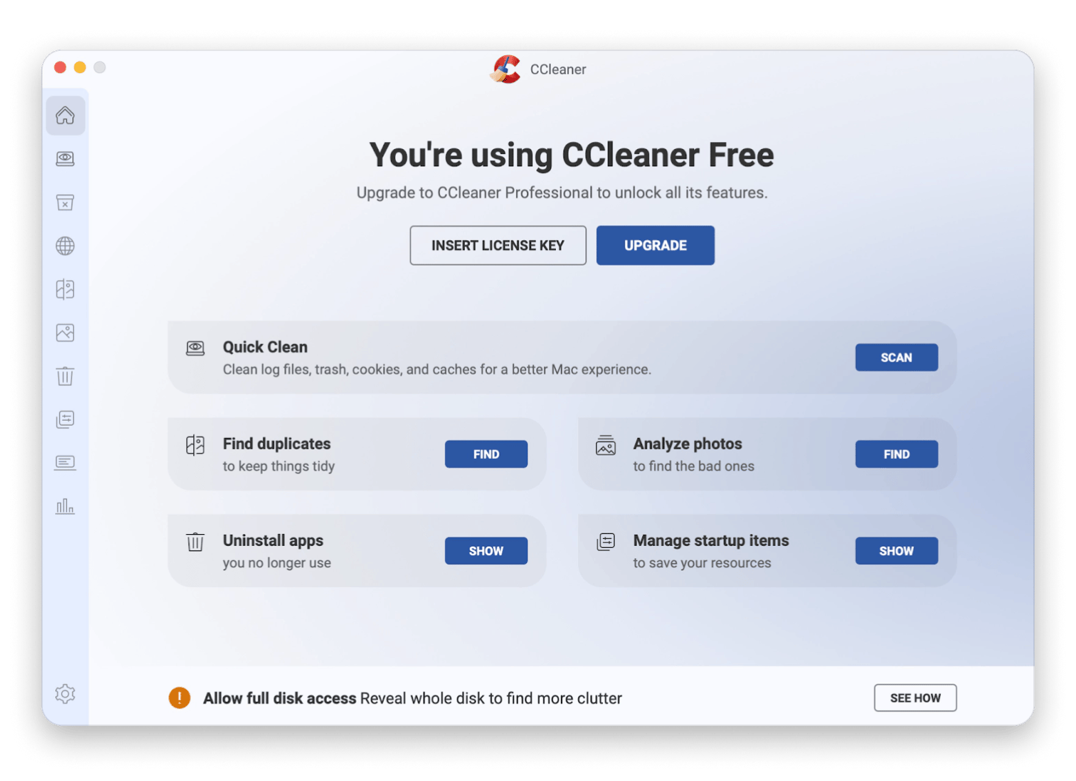 ccleaner mac limpeza cache navegador