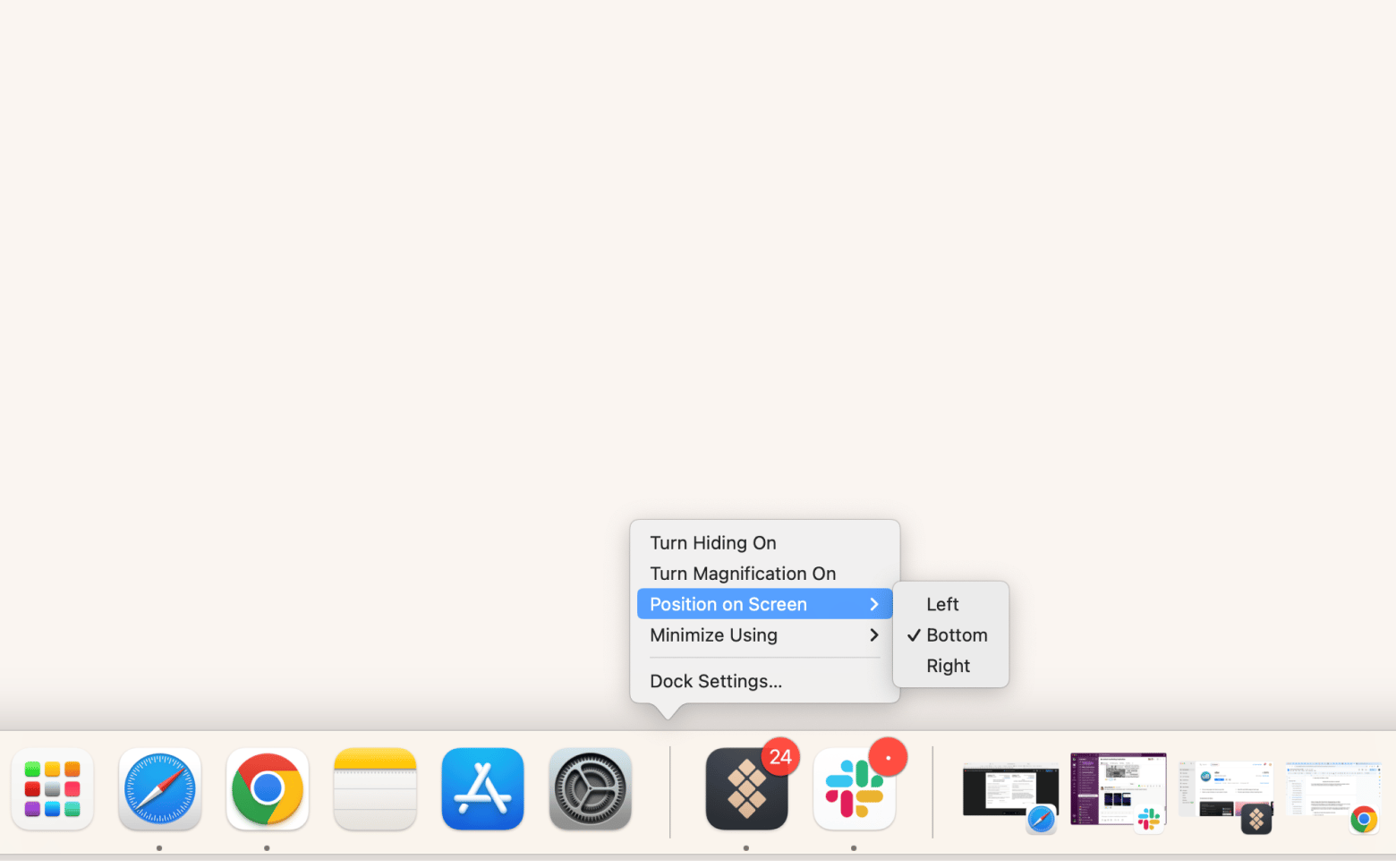 change Dock position