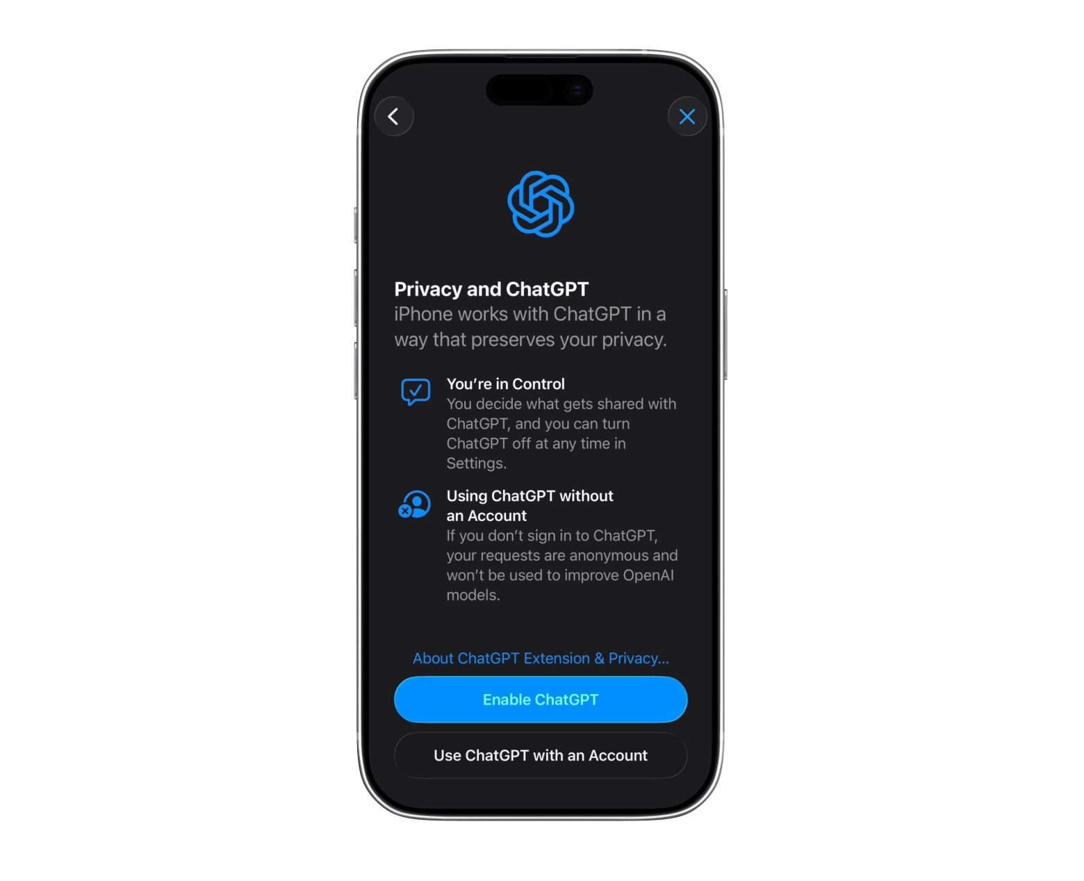 ChatGPT Siri account setup