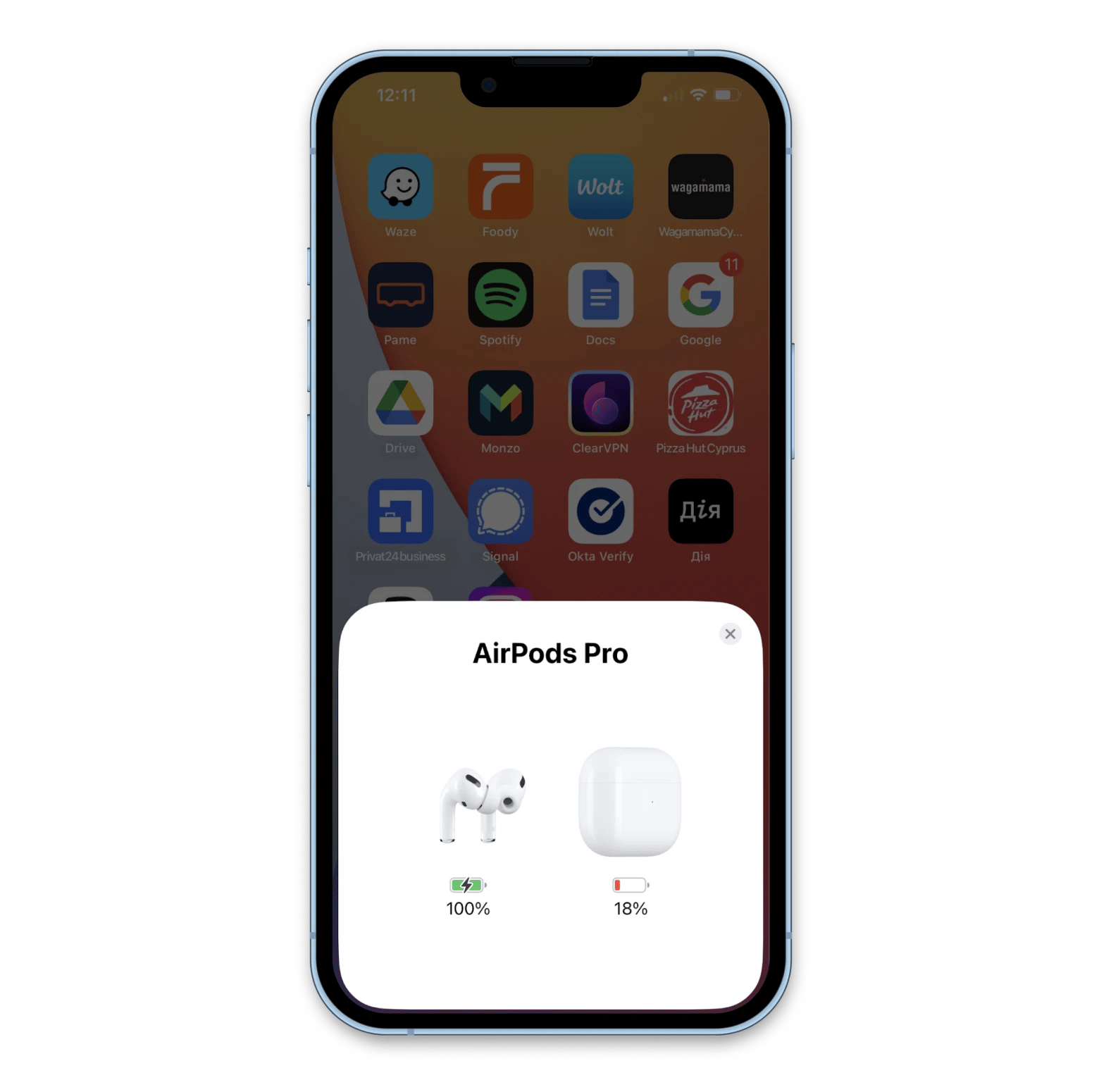 check Airpods level on iPhone