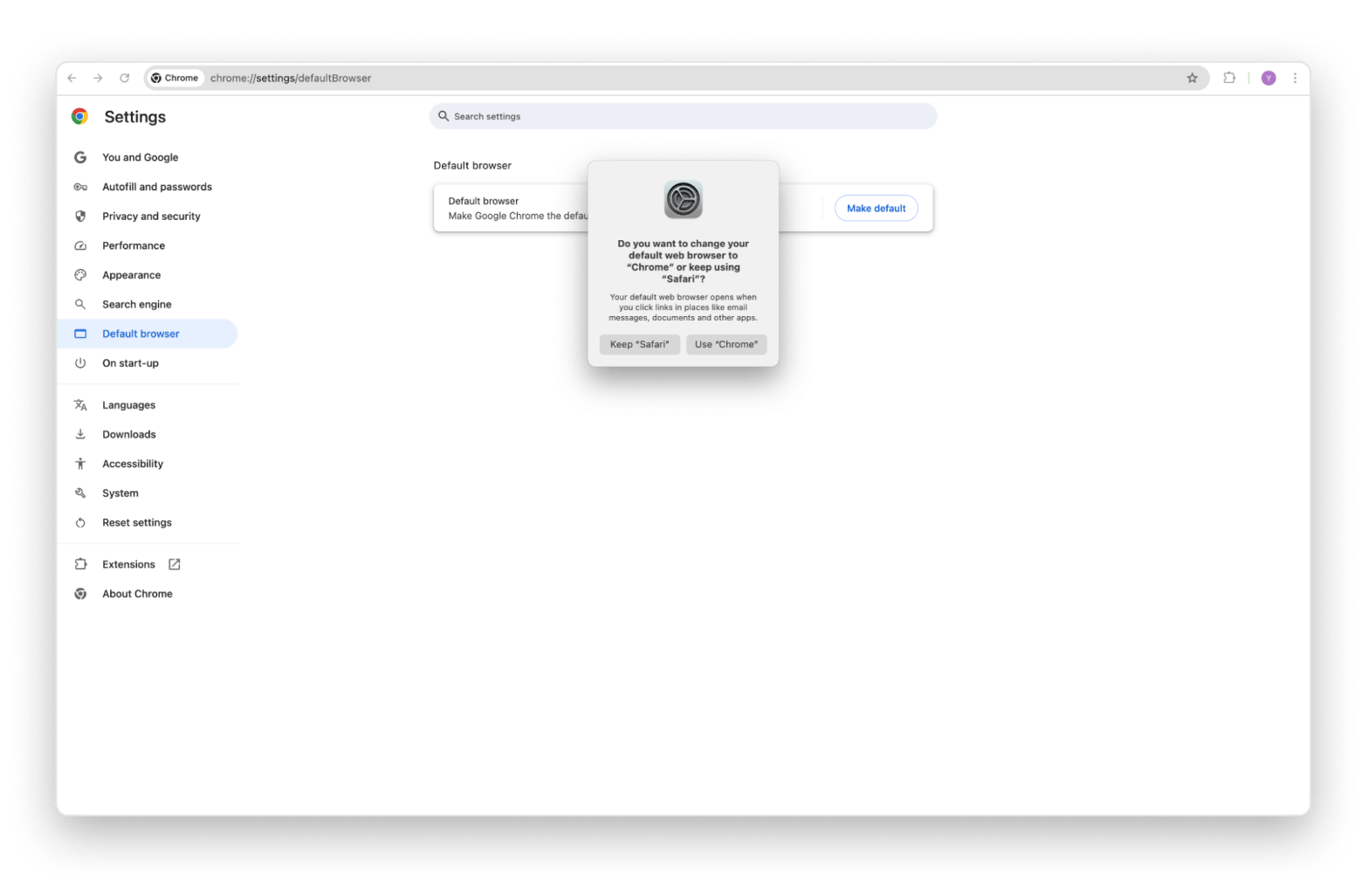 chrome default browser on mac