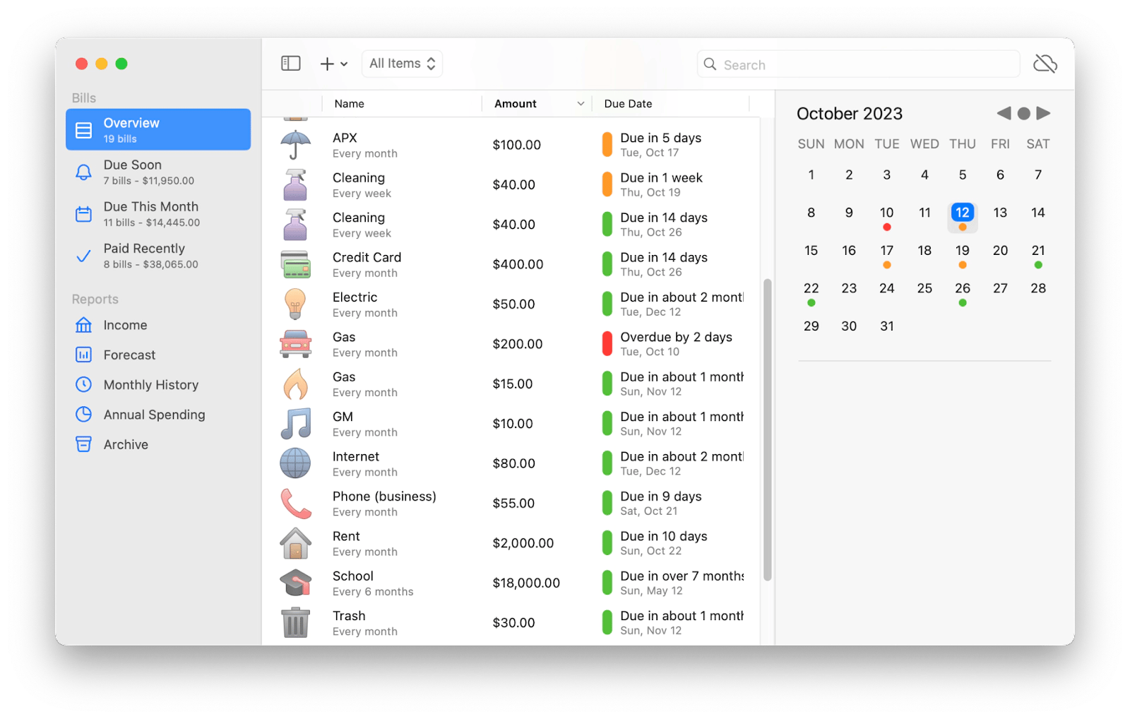 Chromicle payment organizer