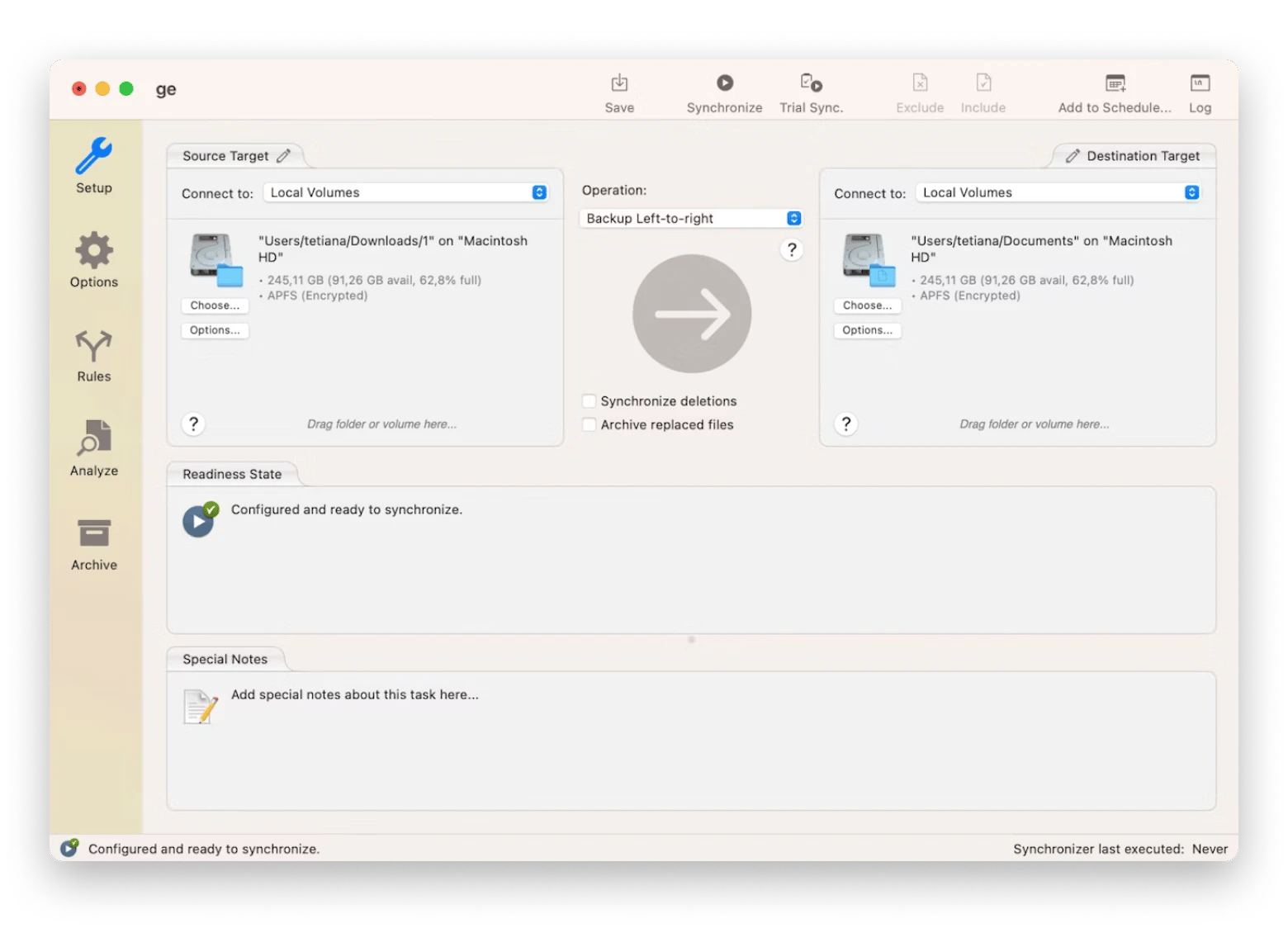 chronosync backup ventura