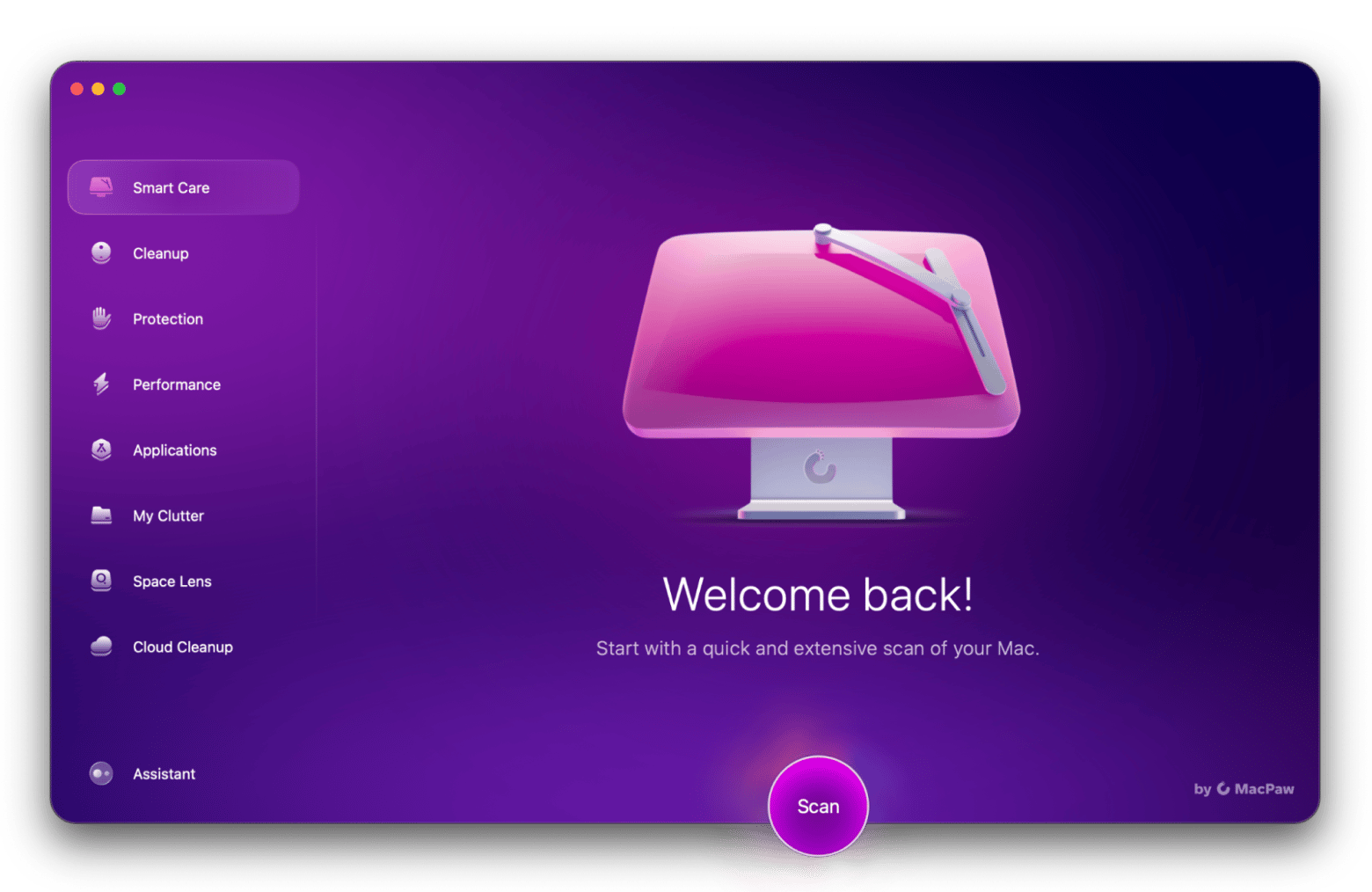The interface of CleanMyMac, a Mac optimization app available on Setapp