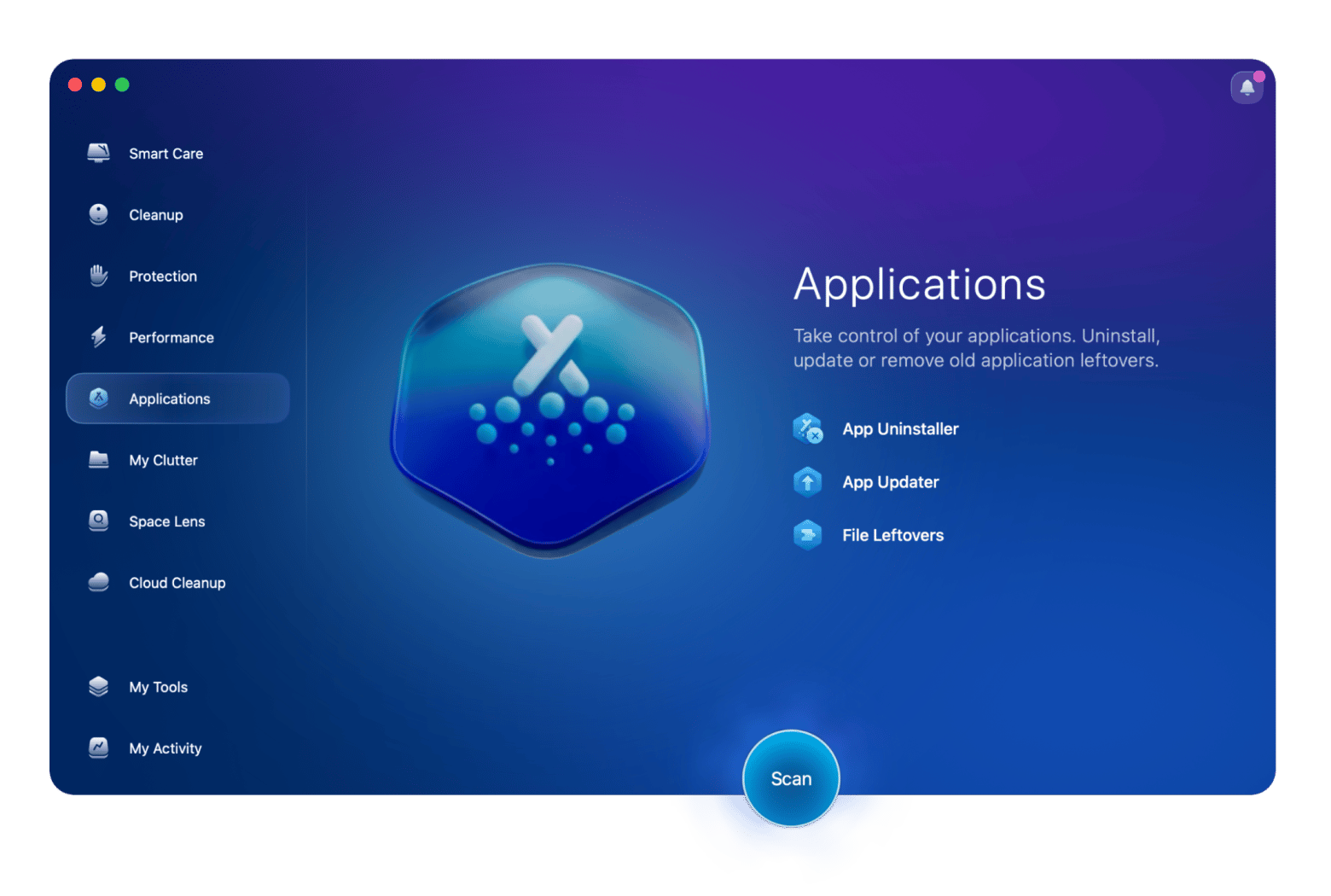 The Applications module in CleanMyMac, a Mac optimization app available on Setapp