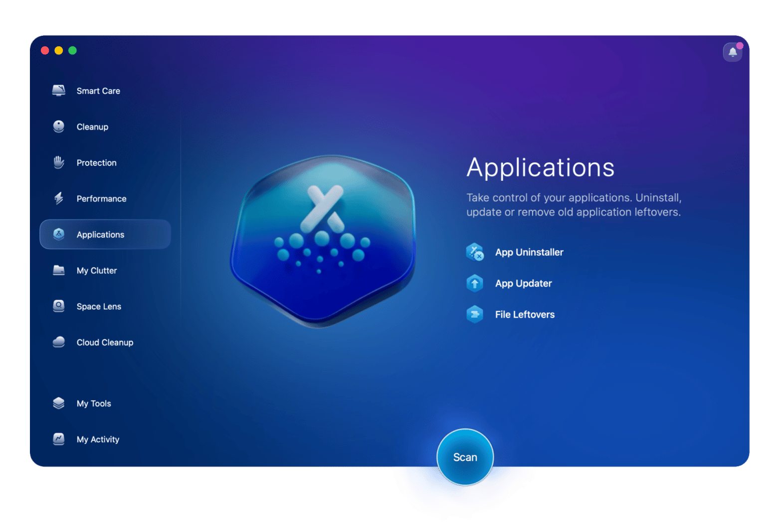 Applications screen of CleanMyMac, a Mac cleaning app available on Setapp